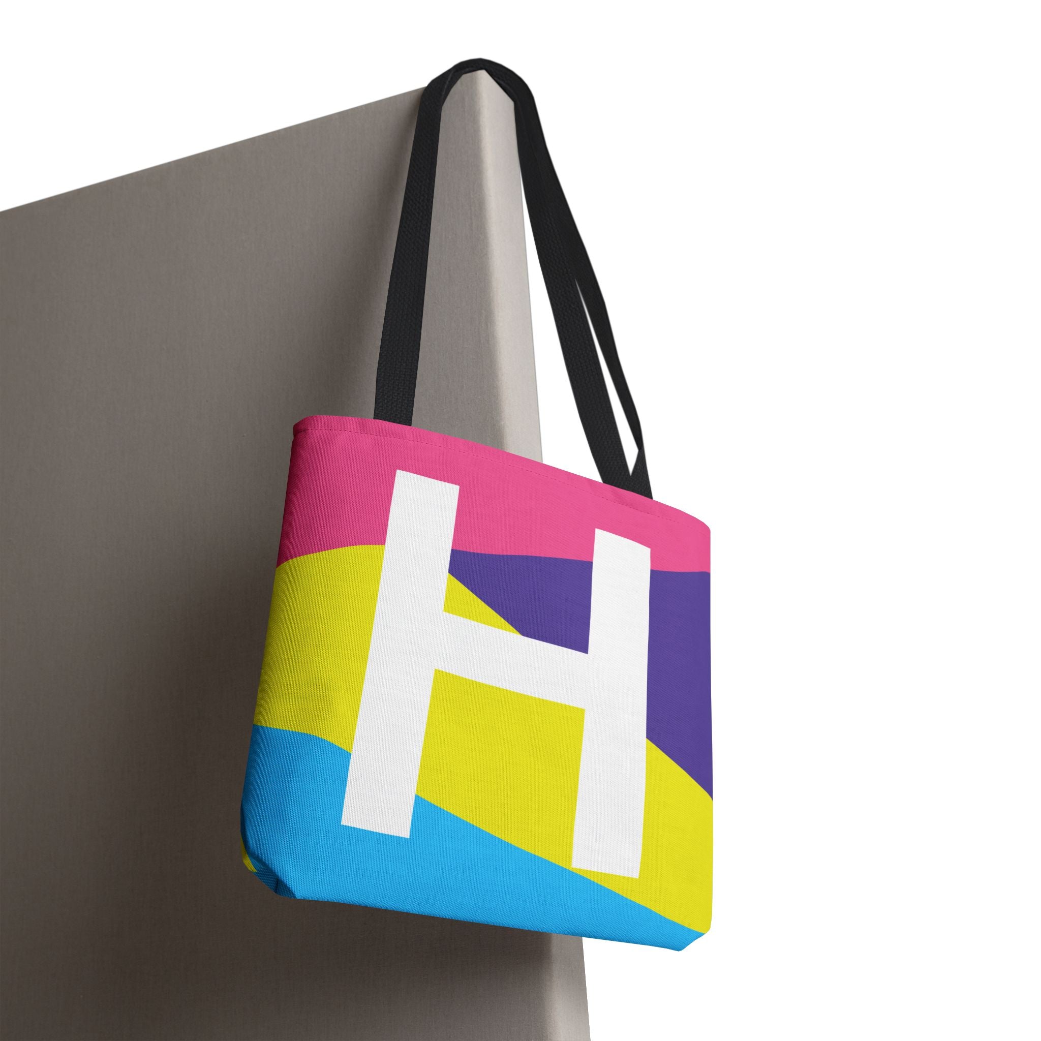 Monogram 'H' Colorblock Tote Bag — Personalized Initial H Shoulder Tote