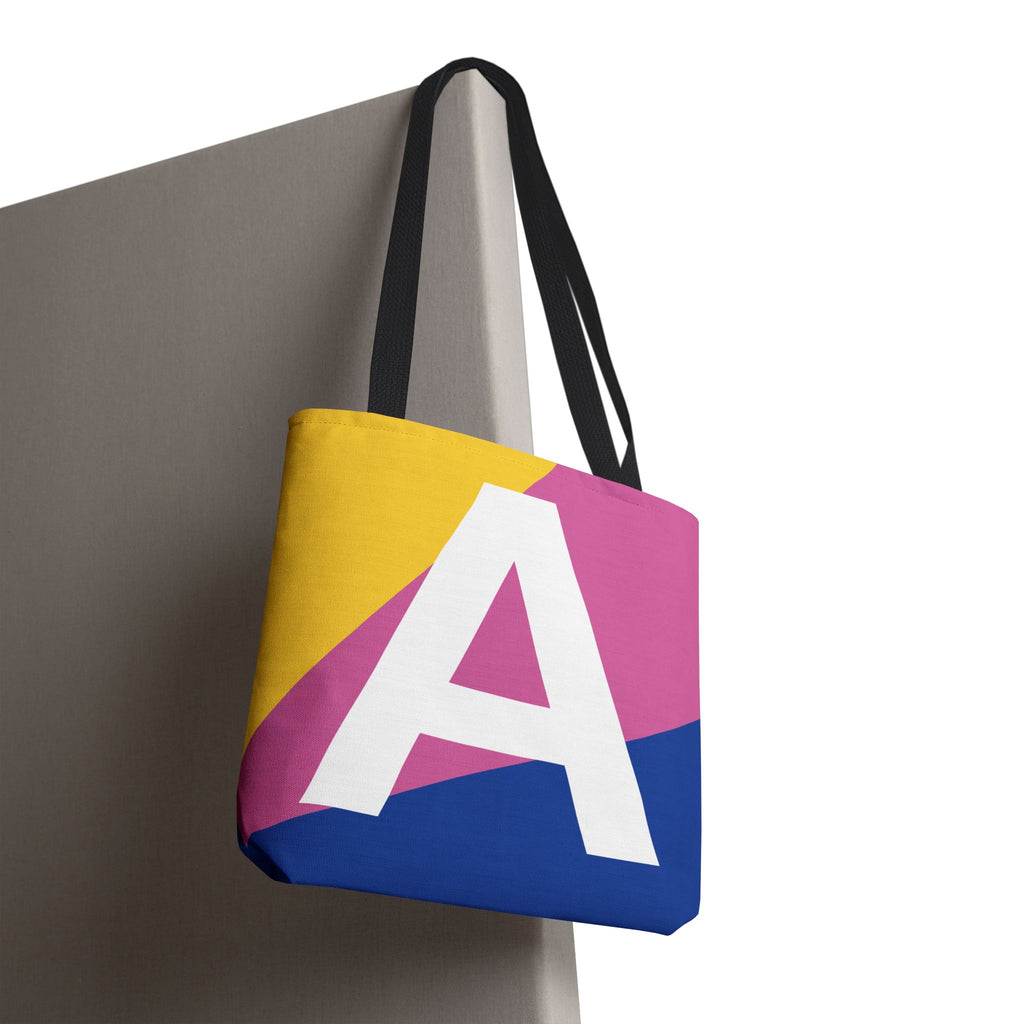 Monogram 'A' Colorblock Tote Bag — Personalized Initial A Shoulder Tote