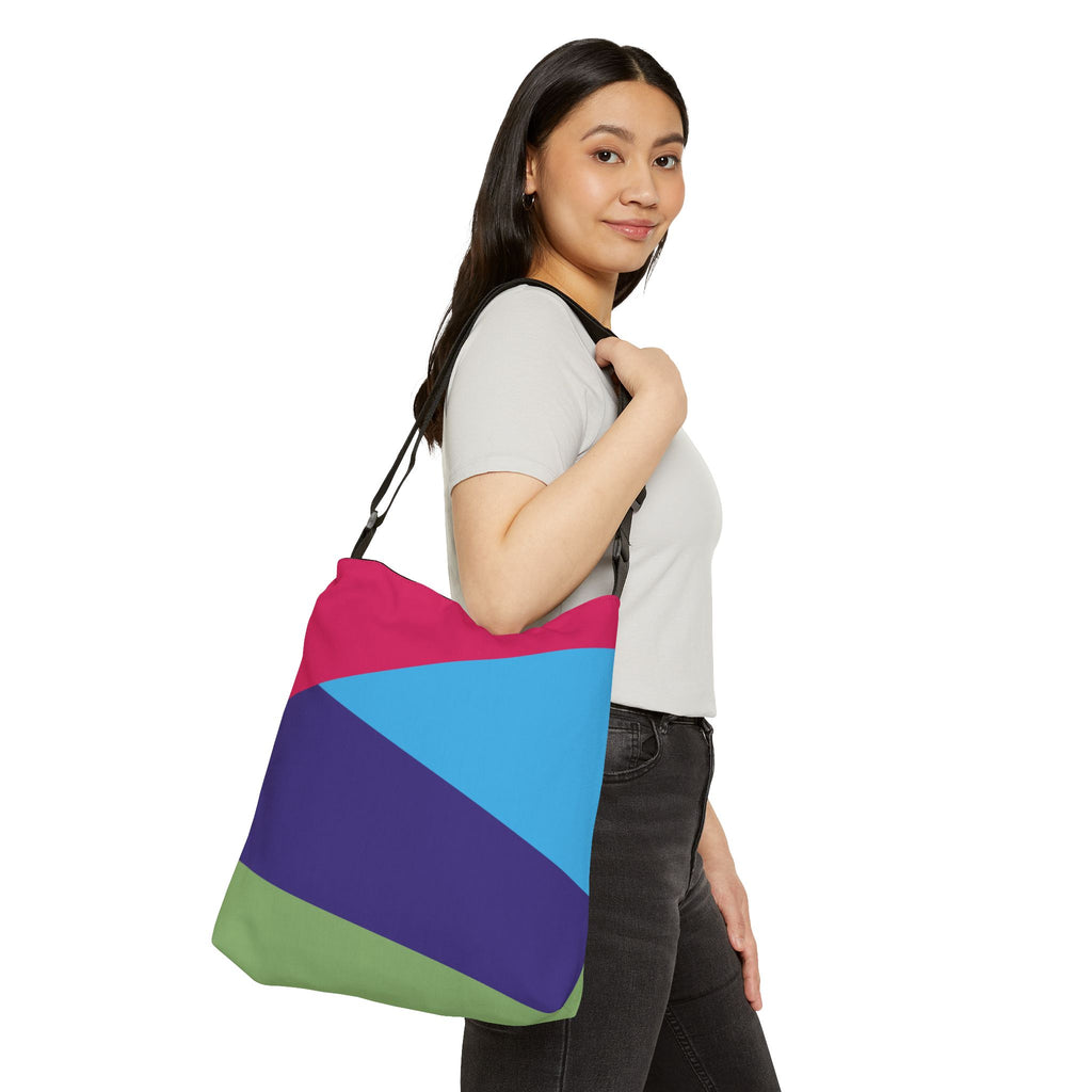Colorblock Geometric Tote Bag — Adjustable Strap, Bright Abstract Pattern