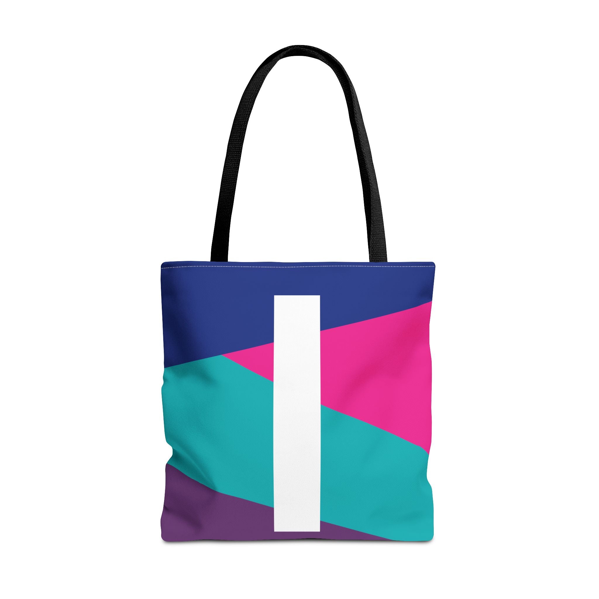 Monogram 'I' Colorblock Tote Bag — Personalized Initial I Shoulder Tote