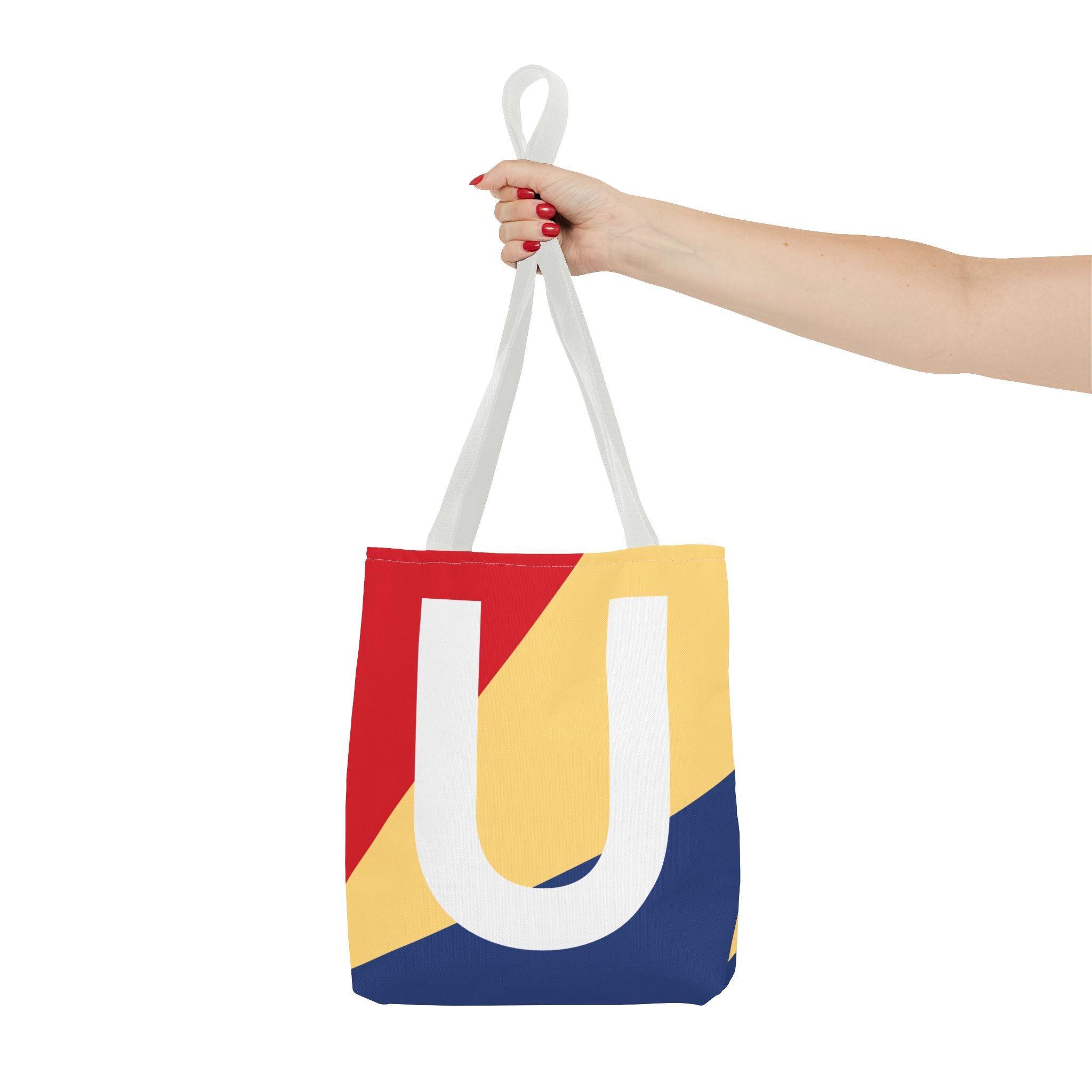 Monogram 'U' Colorblock Tote Bag — Personalized Initial U Shoulder Tote