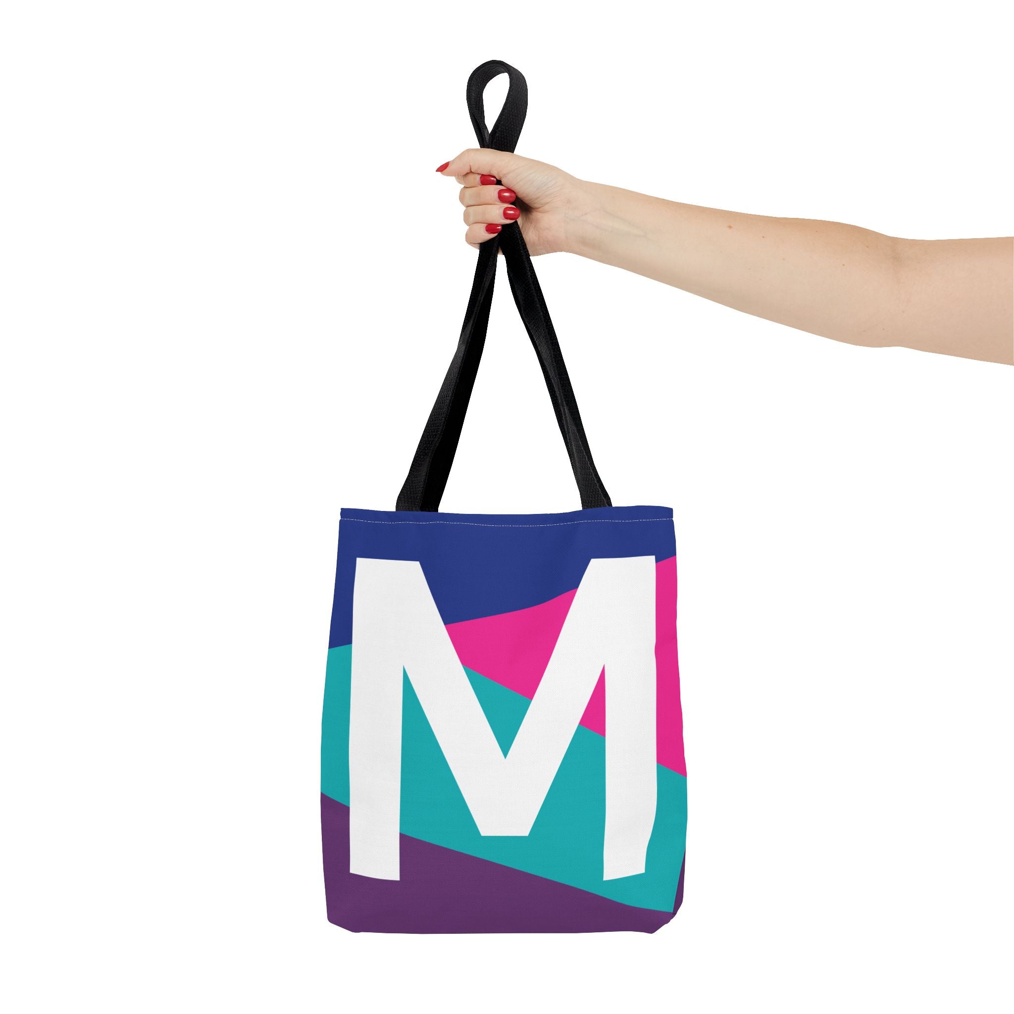 Monogram 'M' Colorblock Tote Bag — Personalized Initial L Shoulder Tote