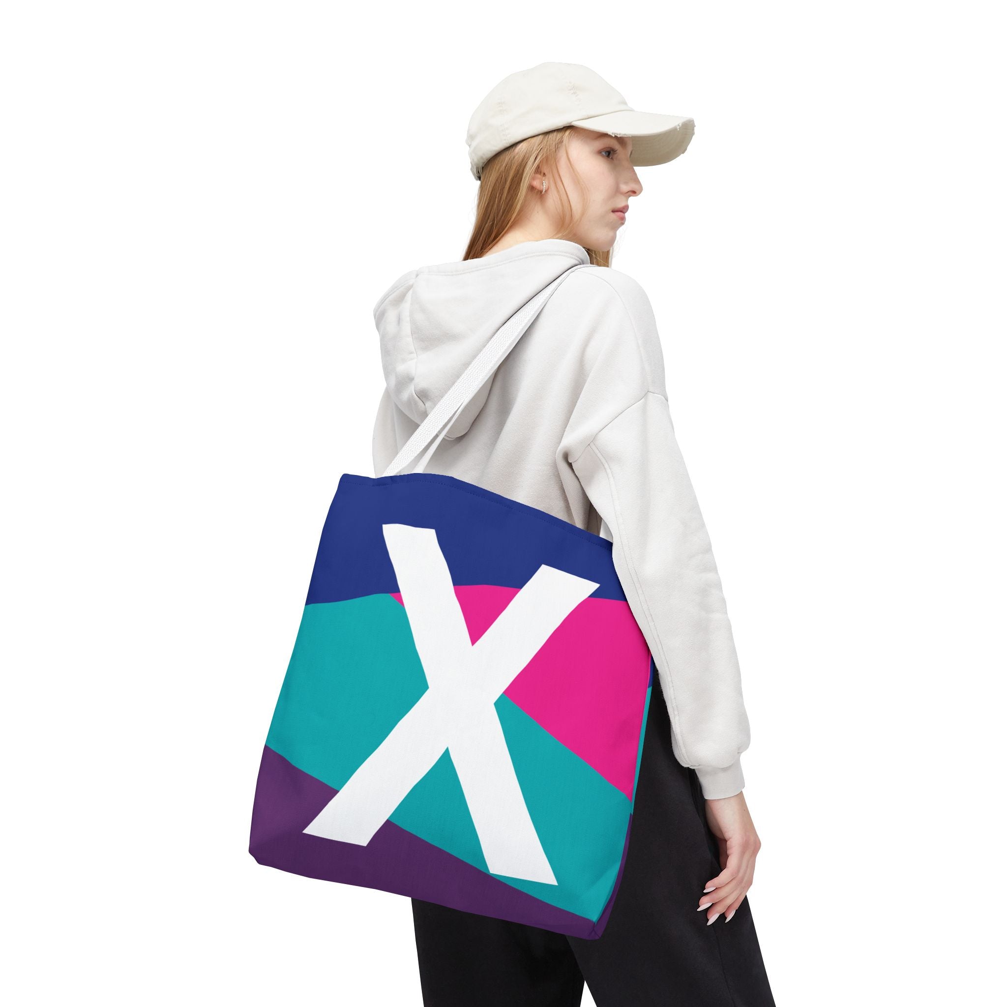 Monogram 'X' Colorblock Tote Bag — Personalized Initial X Shoulder Tote