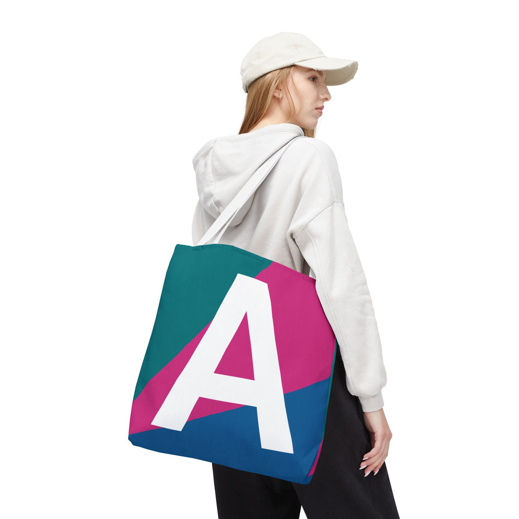 Monogram 'A' Colorblock Tote Bag — Personalized Initial A Shoulder Tote