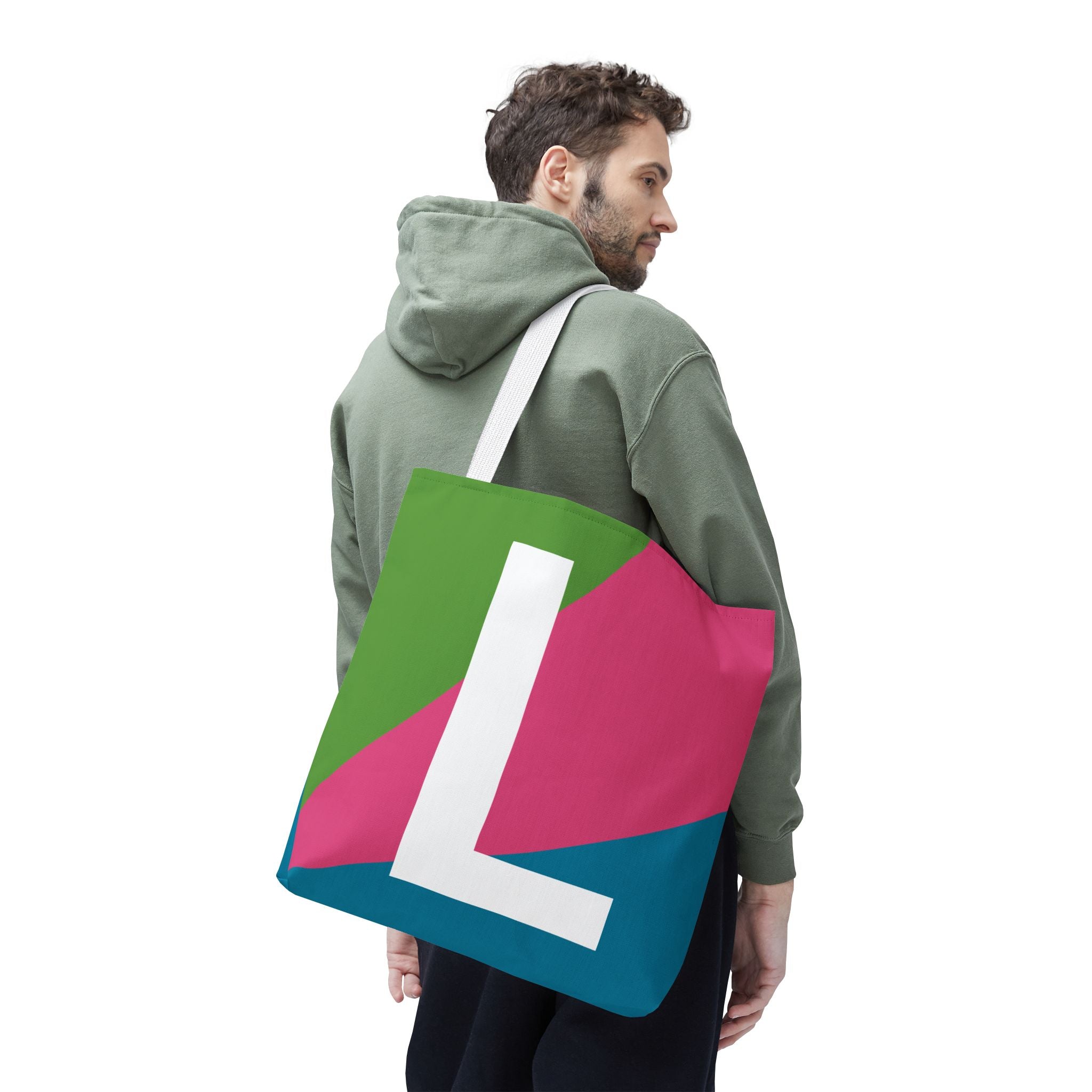 Monogram 'L' Colorblock Tote Bag — Personalized Initial L Shoulder Tote