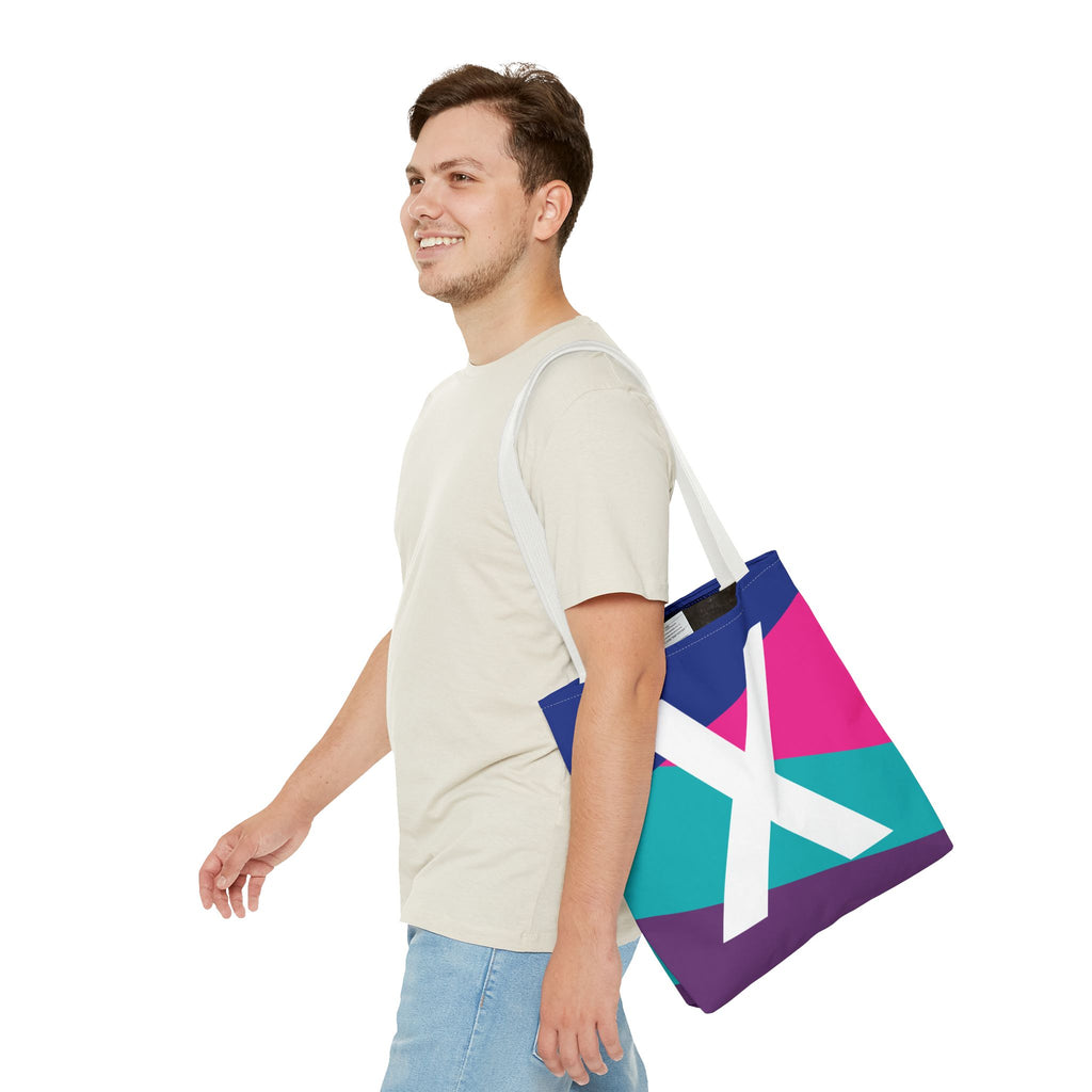 Monogram 'X' Colorblock Tote Bag — Personalized Initial X Shoulder Tote