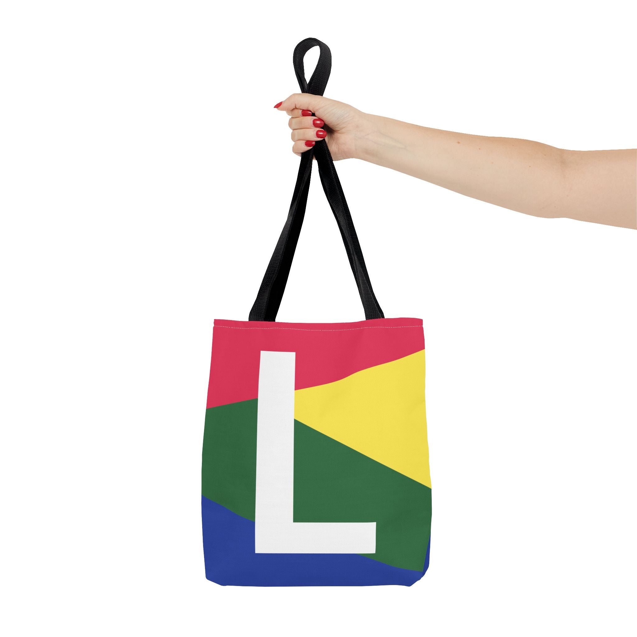 Monogram 'L' Colorblock Tote Bag — Personalized Initial L Shoulder Tote
