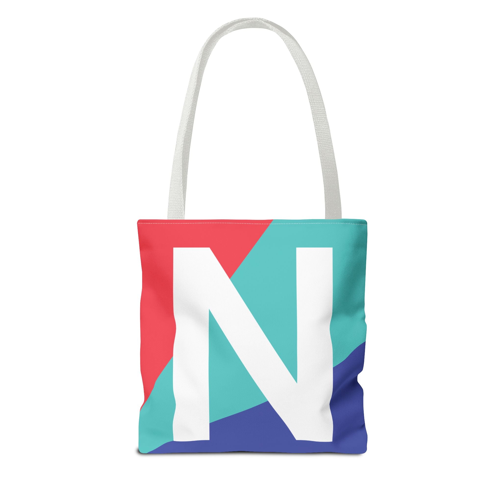 Monogram 'N' Colorblock Tote Bag — Personalized Initial N Shoulder Tote