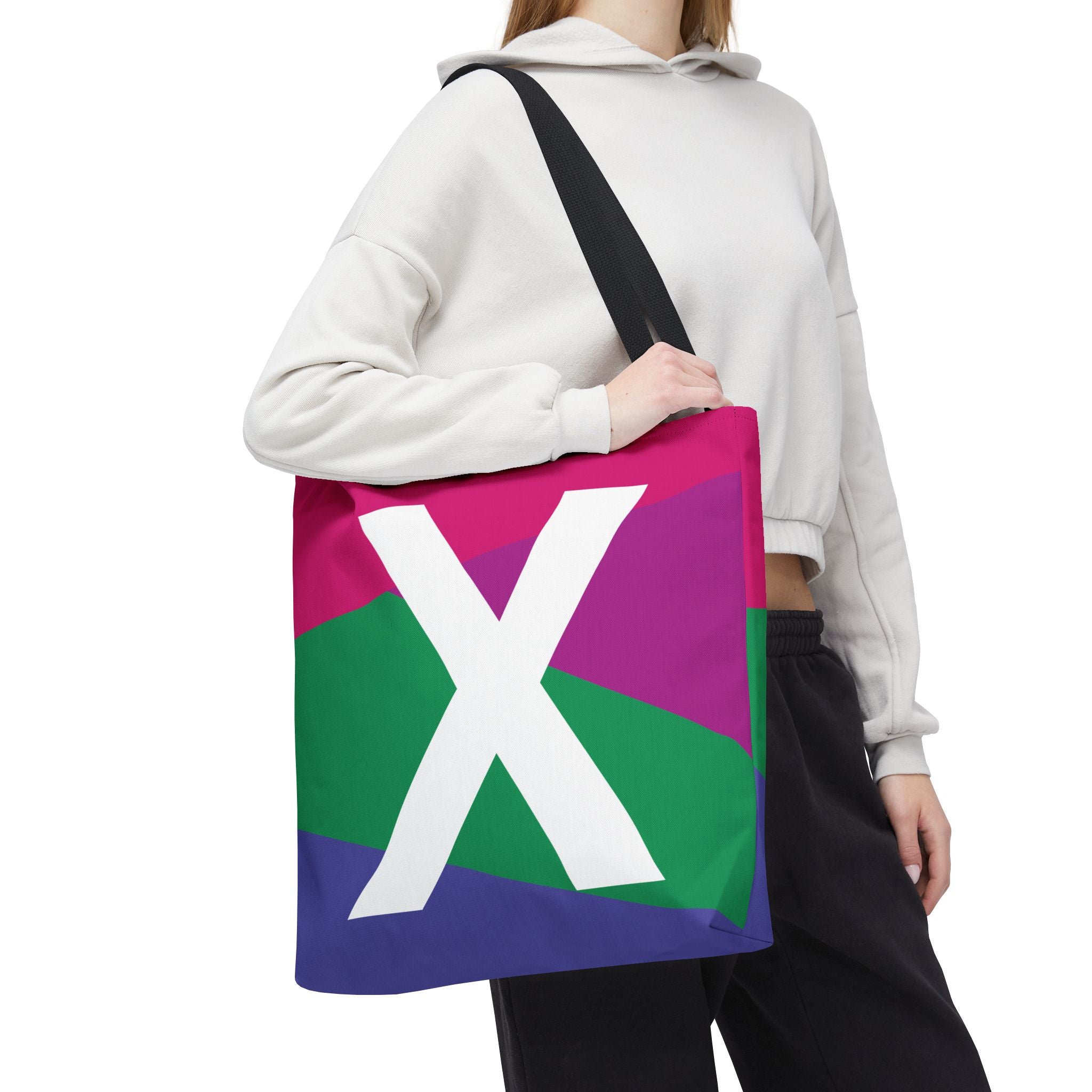 Monogram 'X' Colorblock Tote Bag — Personalized Initial X Shoulder Tote