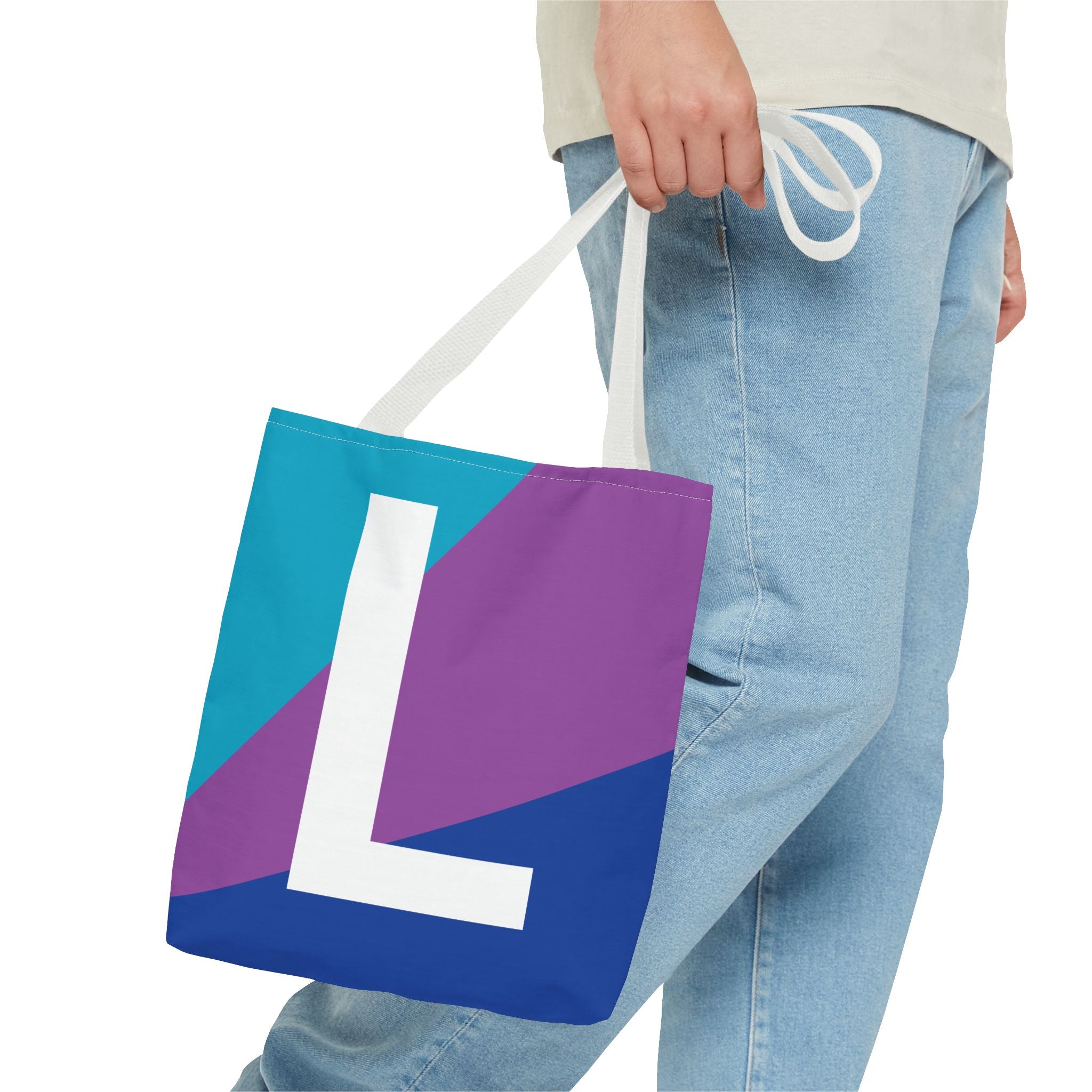 Monogram 'L' Colorblock Tote Bag — Personalized Initial L Shoulder Tote