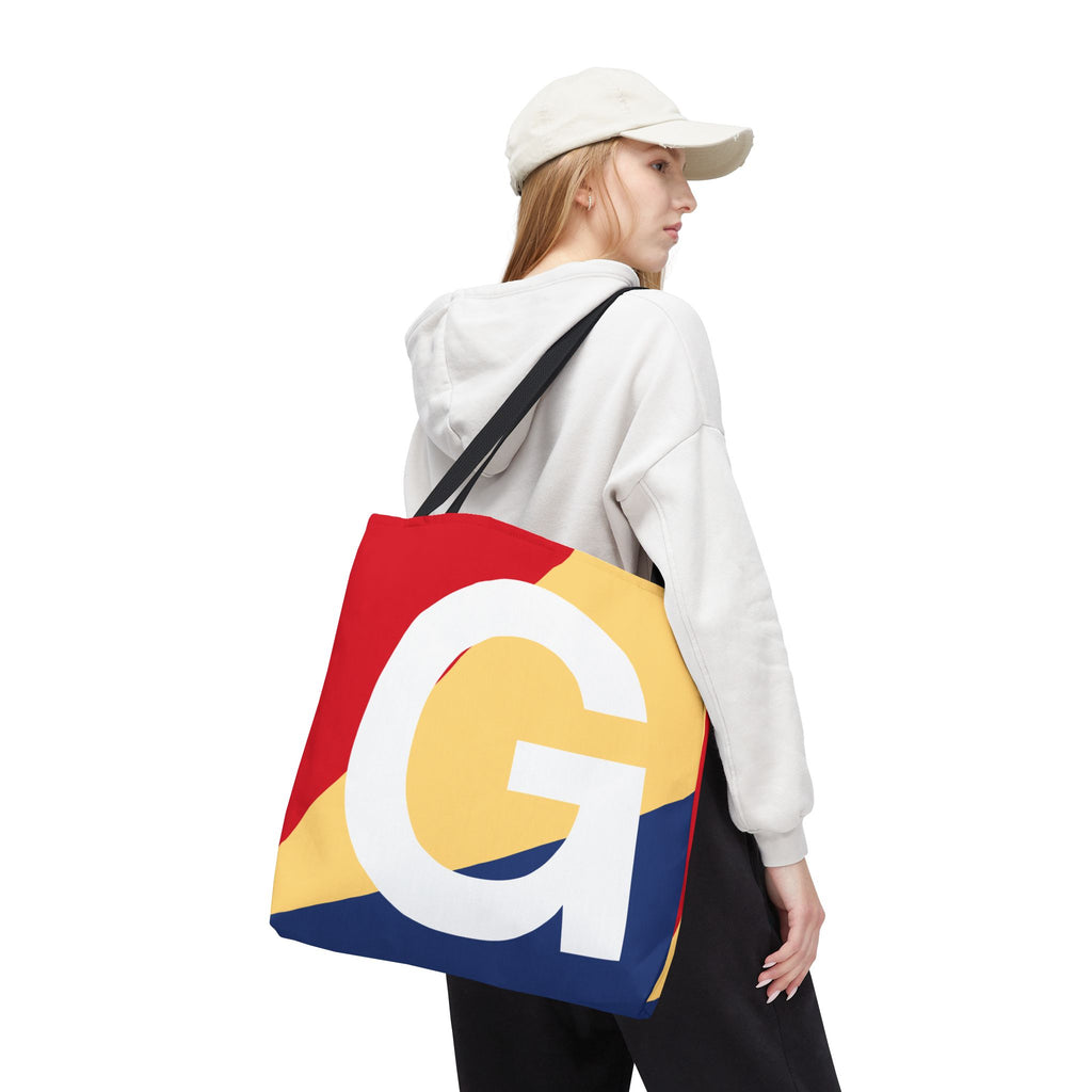 Monogram 'G' Colorblock Tote Bag — Personalized Initial G Shoulder Tote