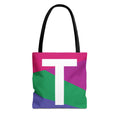 Monogram 'T' Colorblock Tote Bag — Personalized Initial T Shoulder Tote