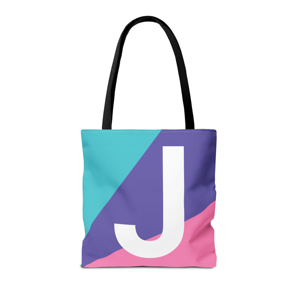 Monogram 'J' Colorblock Tote Bag — Personalized Initial J Shoulder Tote