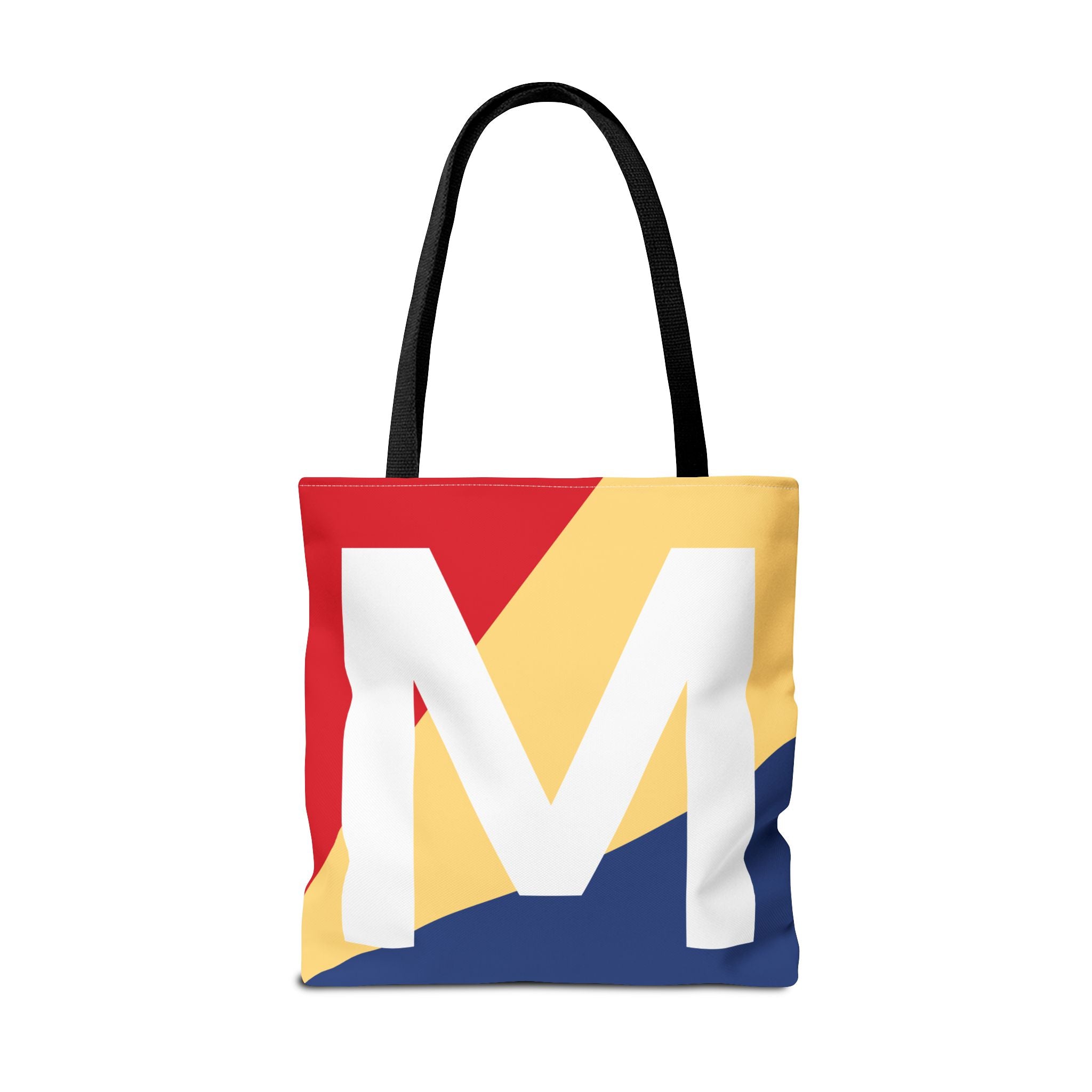 Monogram 'M' Colorblock Tote Bag — Personalized Initial M Shoulder Tote