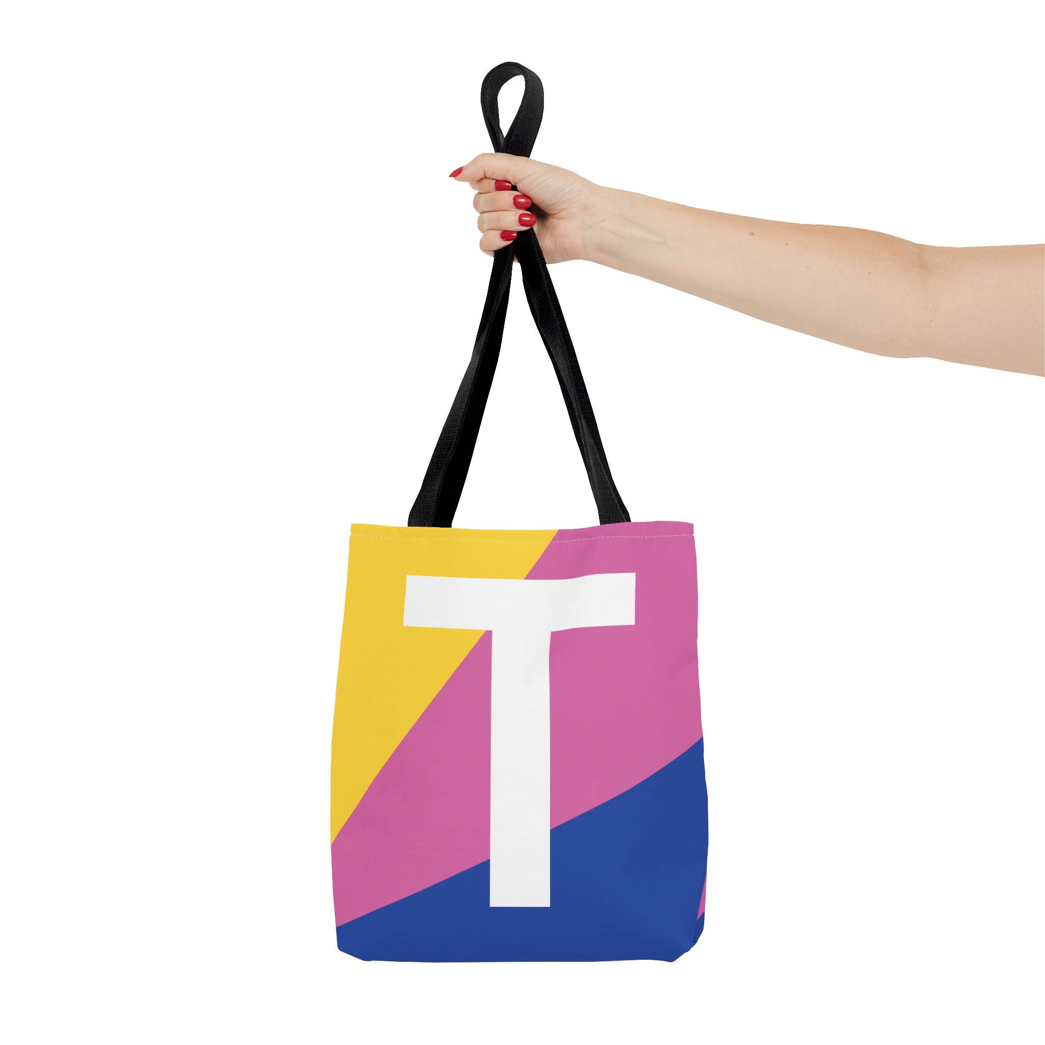 Monogram 'T' Colorblock Tote Bag — Personalized Initial T Shoulder Tote