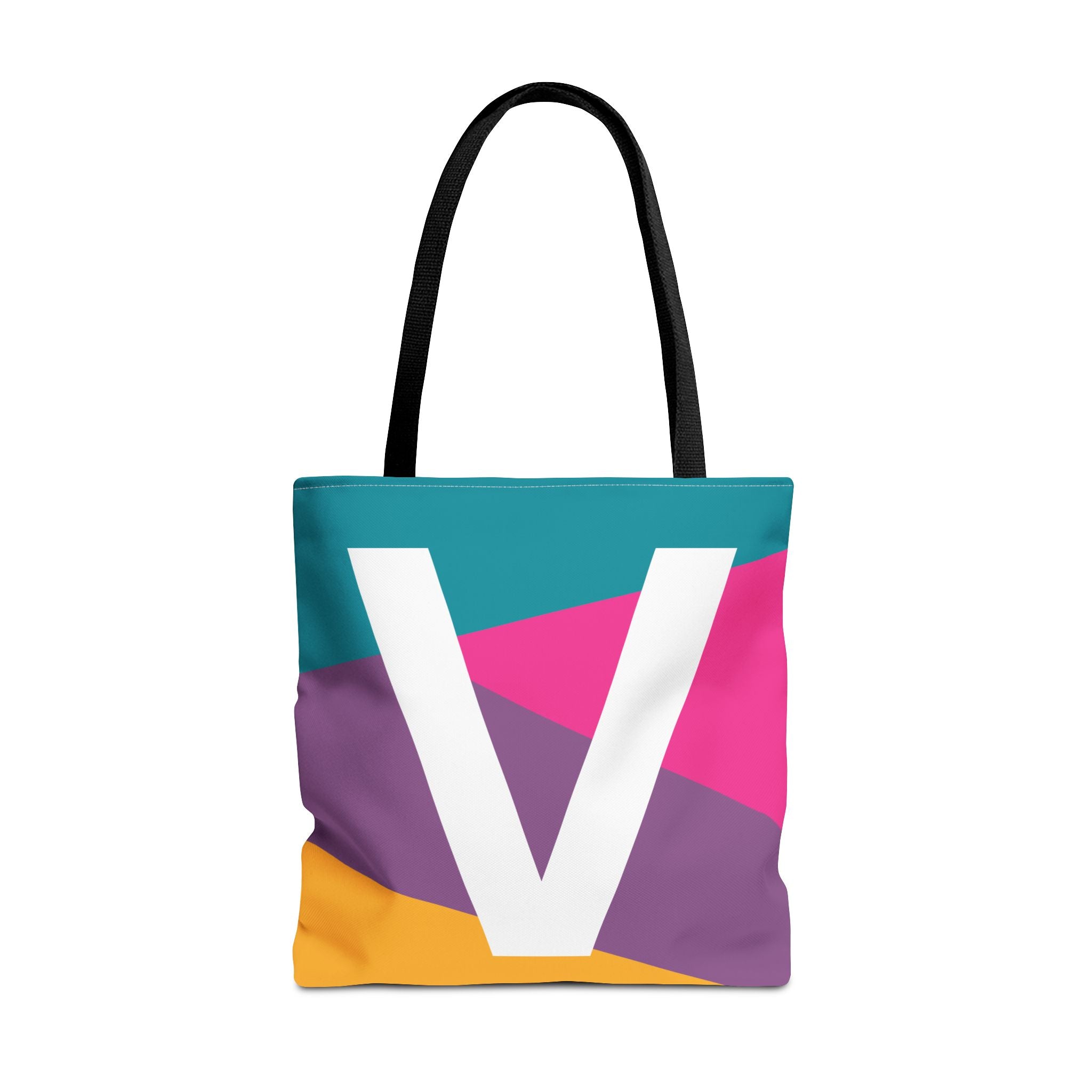 Monogram 'V' Colorblock Tote Bag — Personalized Initial V Shoulder Tote