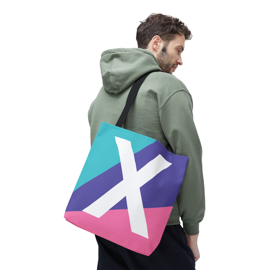 Monogram 'X' Colorblock Tote Bag — Personalized Initial X Shoulder Tote