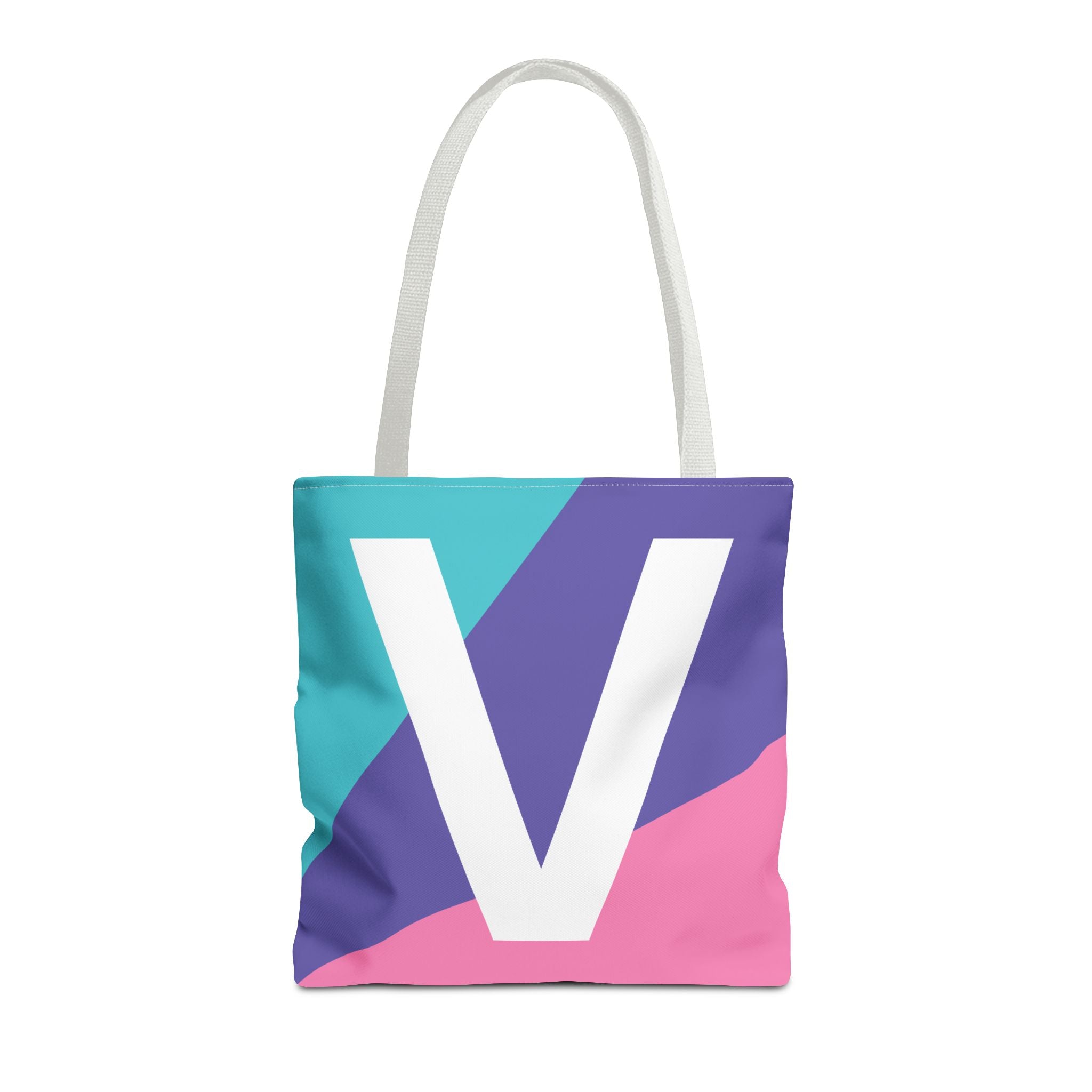 Monogram 'V' Colorblock Tote Bag — Personalized Initial V Shoulder Tote