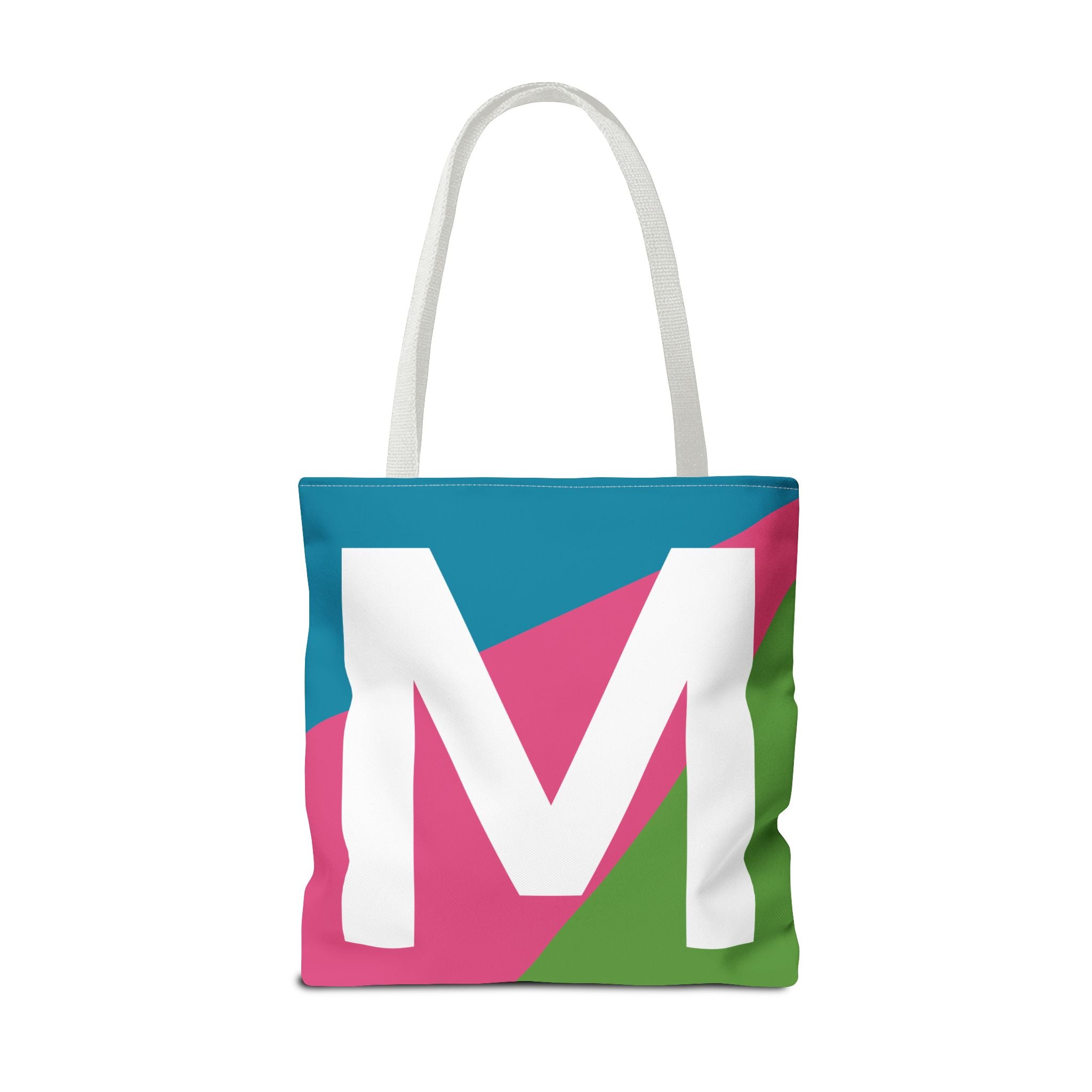 Monogram 'M' Colorblock Tote Bag — Personalized Initial M Shoulder Tote