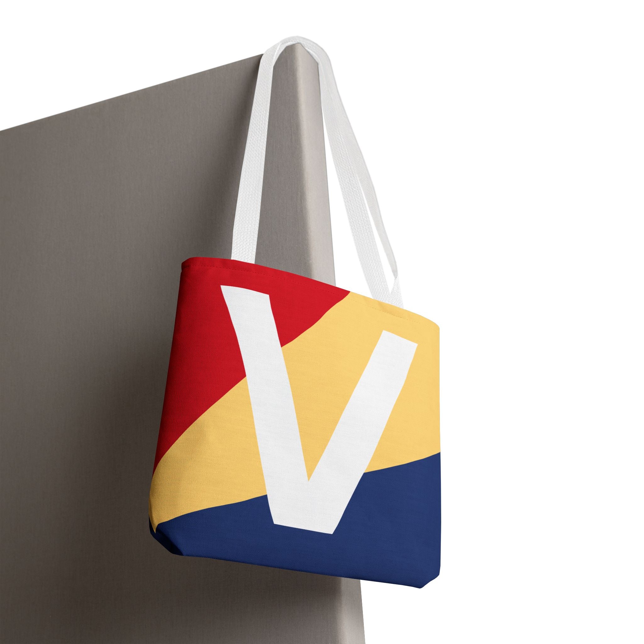 Monogram 'V' Colorblock Tote Bag — Personalized Initial V Shoulder Tote