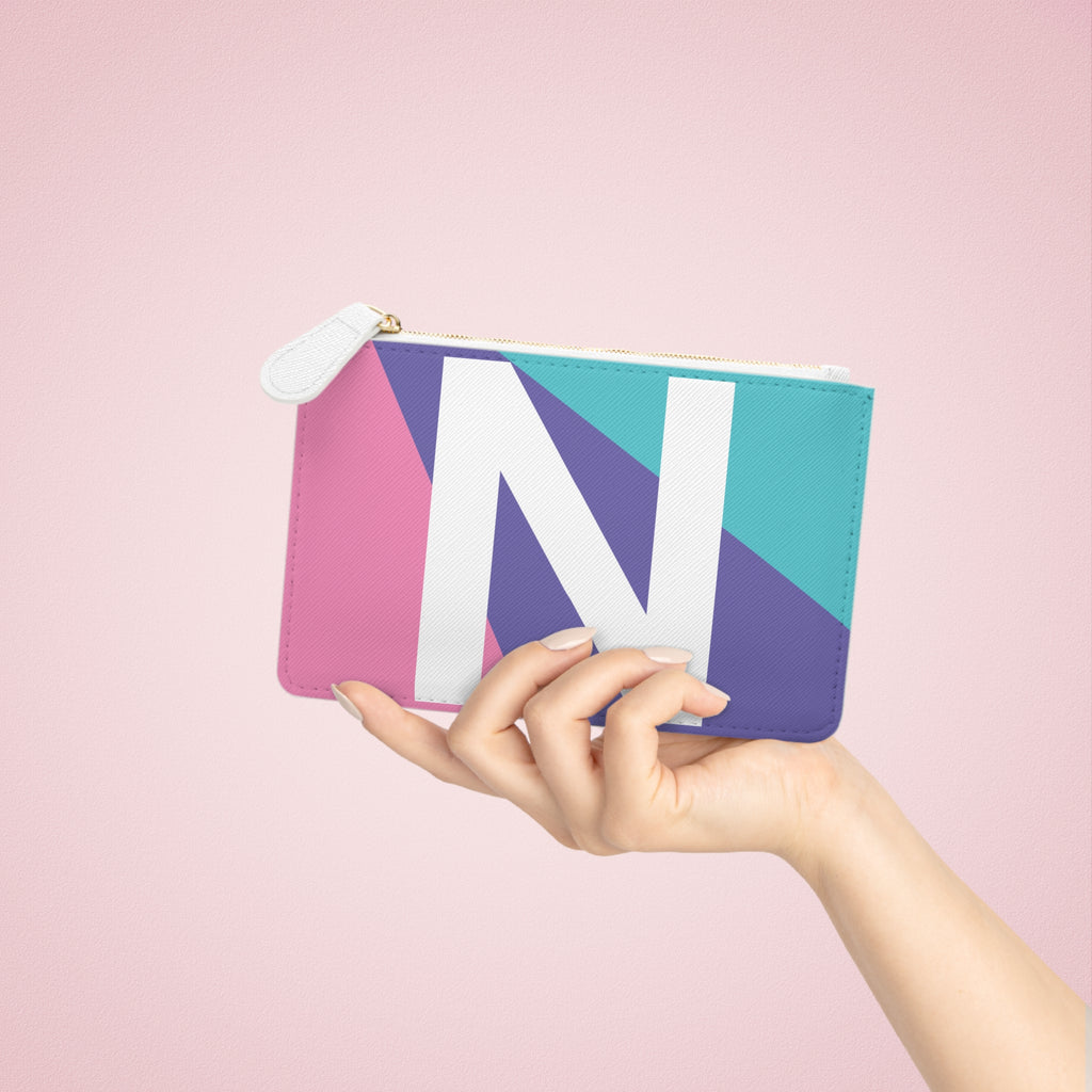 Initial N Mini Clutch — Colorblock Monogram Wristlet Wallet