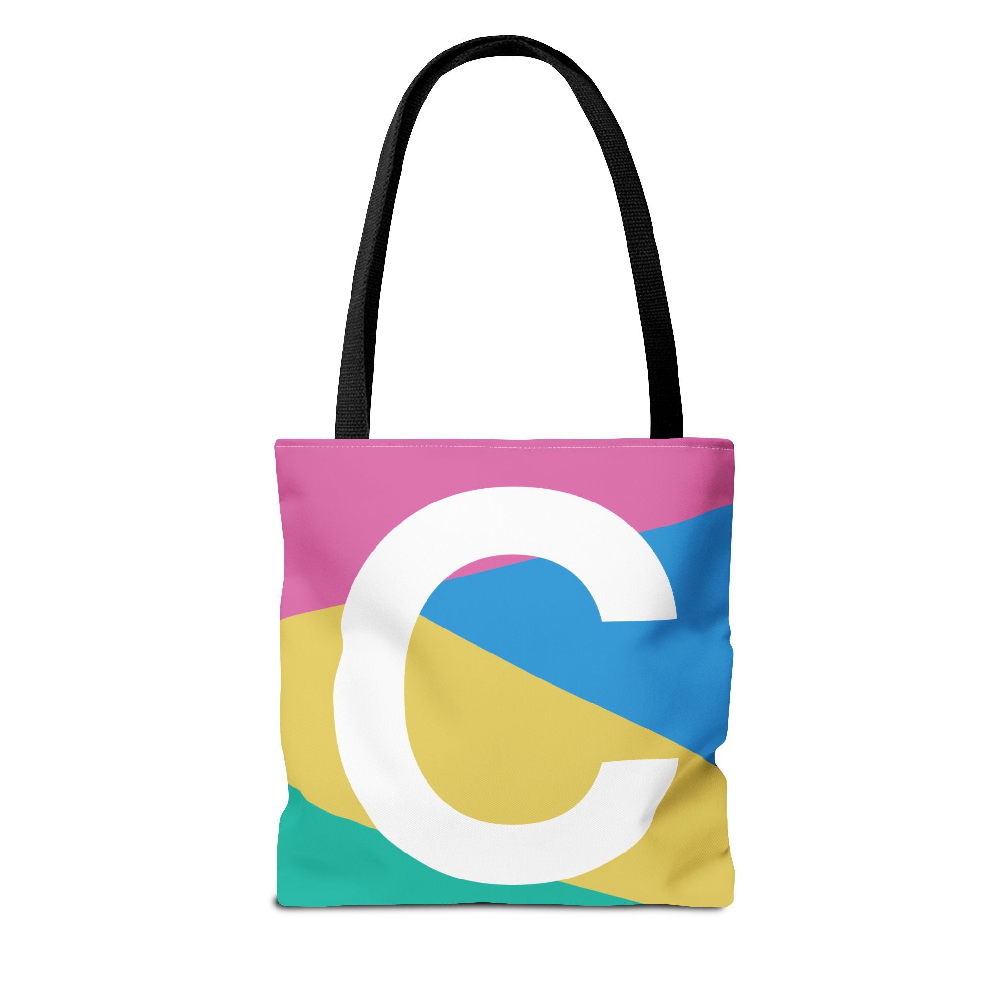 Monogram 'C' Colorblock Tote Bag — Personalized Initial C Shoulder Tote