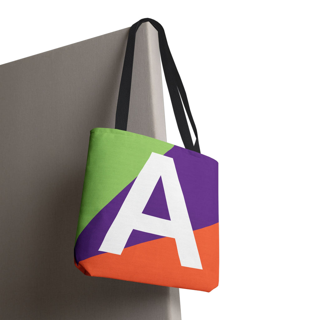 Monogram 'A' Colorblock Tote Bag — Personalized Initial A Shoulder Tote