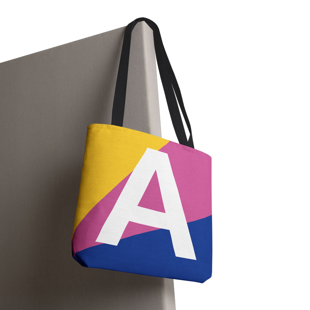 Monogram 'A' Colorblock Tote Bag — Personalized Initial A Shoulder Tote