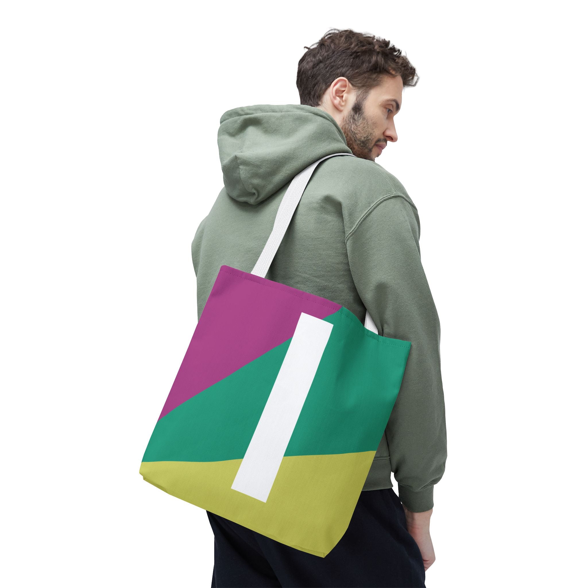 Monogram 'I' Colorblock Tote Bag — Personalized Initial I Shoulder Tote