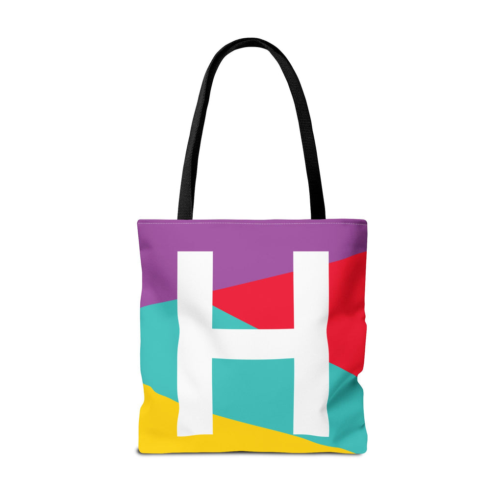 Monogram 'H' Colorblock Tote Bag — Personalized Initial H Shoulder Tote