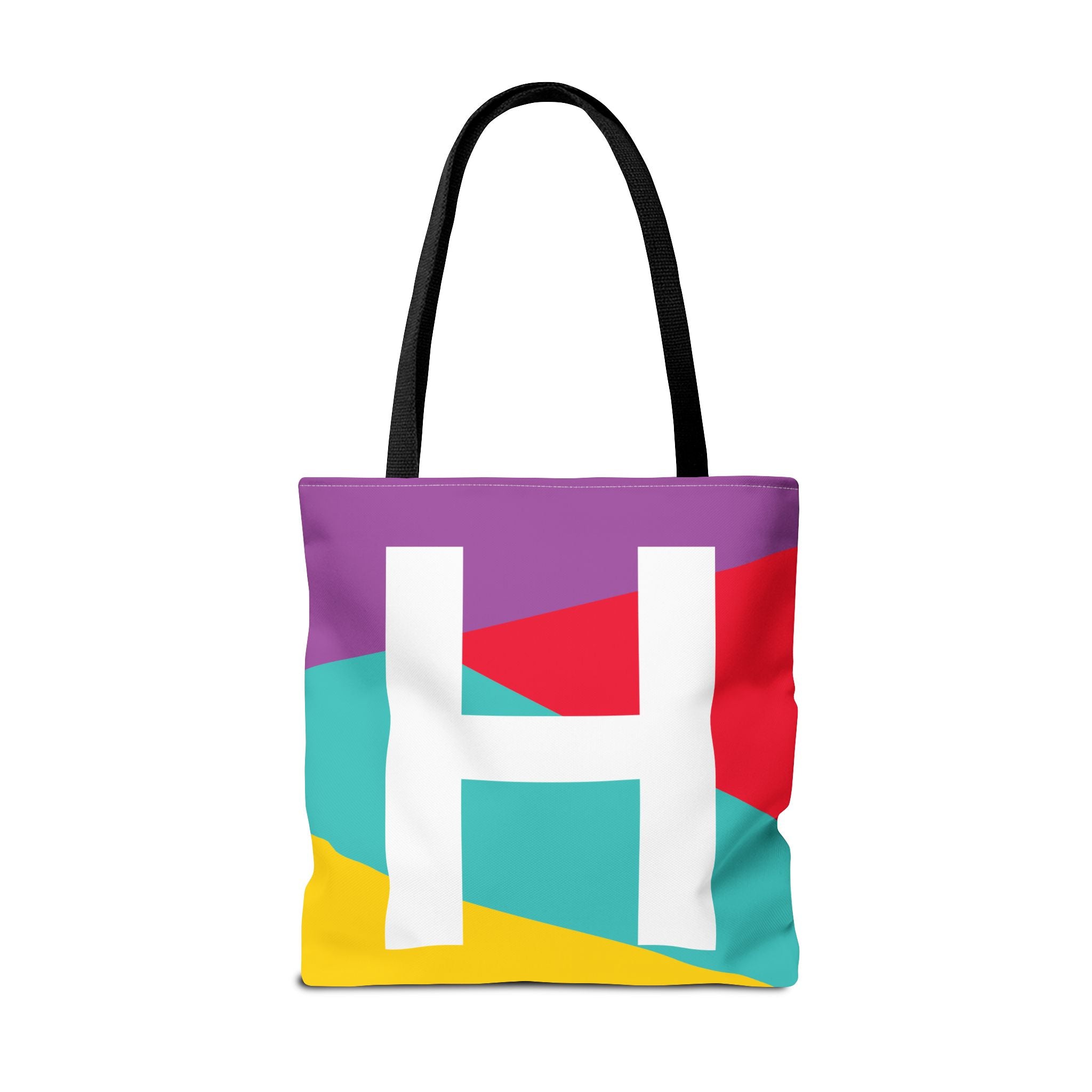 Monogram 'H' Colorblock Tote Bag — Personalized Initial H Shoulder Tote