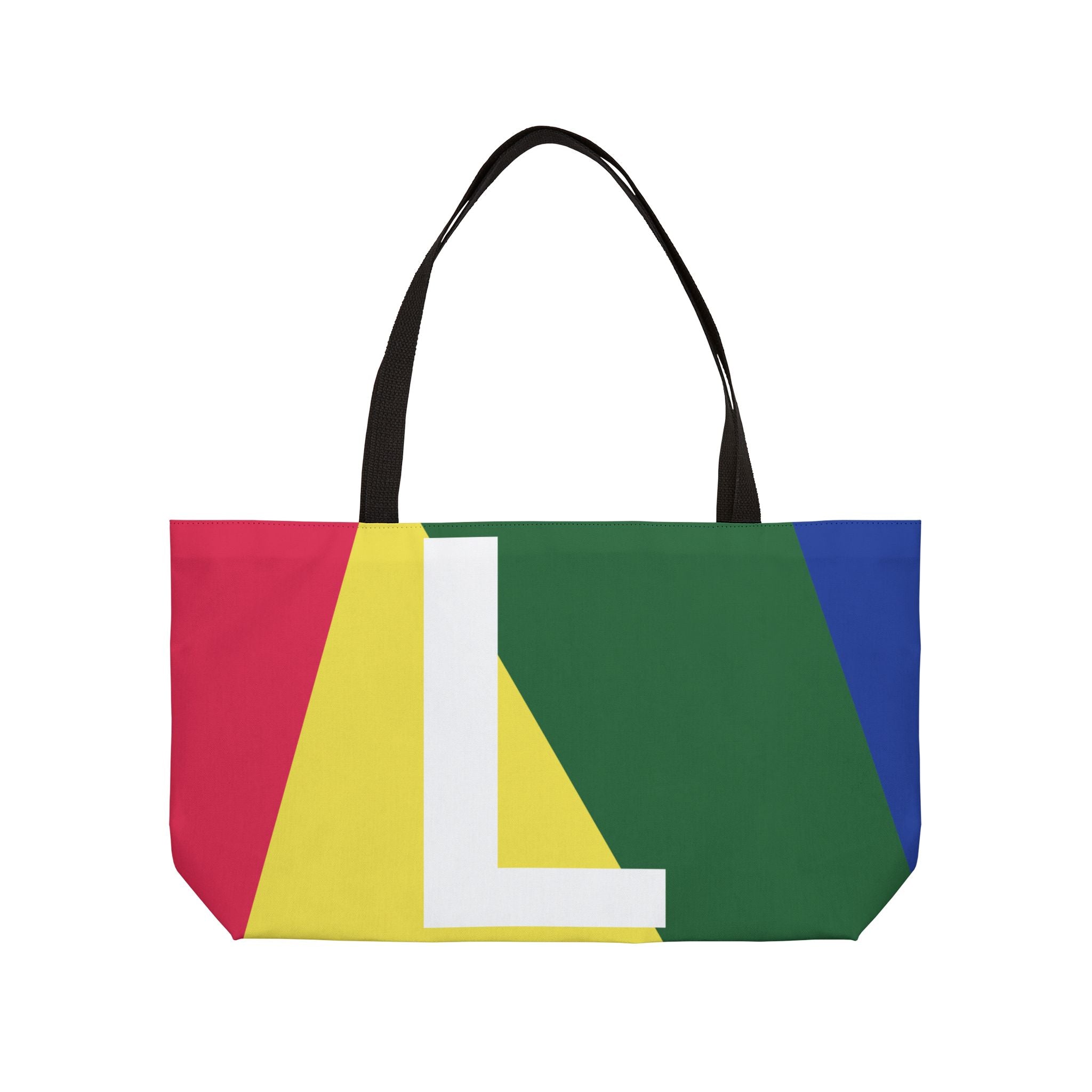 Personalized 'L' Colorblock Tote Bag — Monogram Weekender Tote