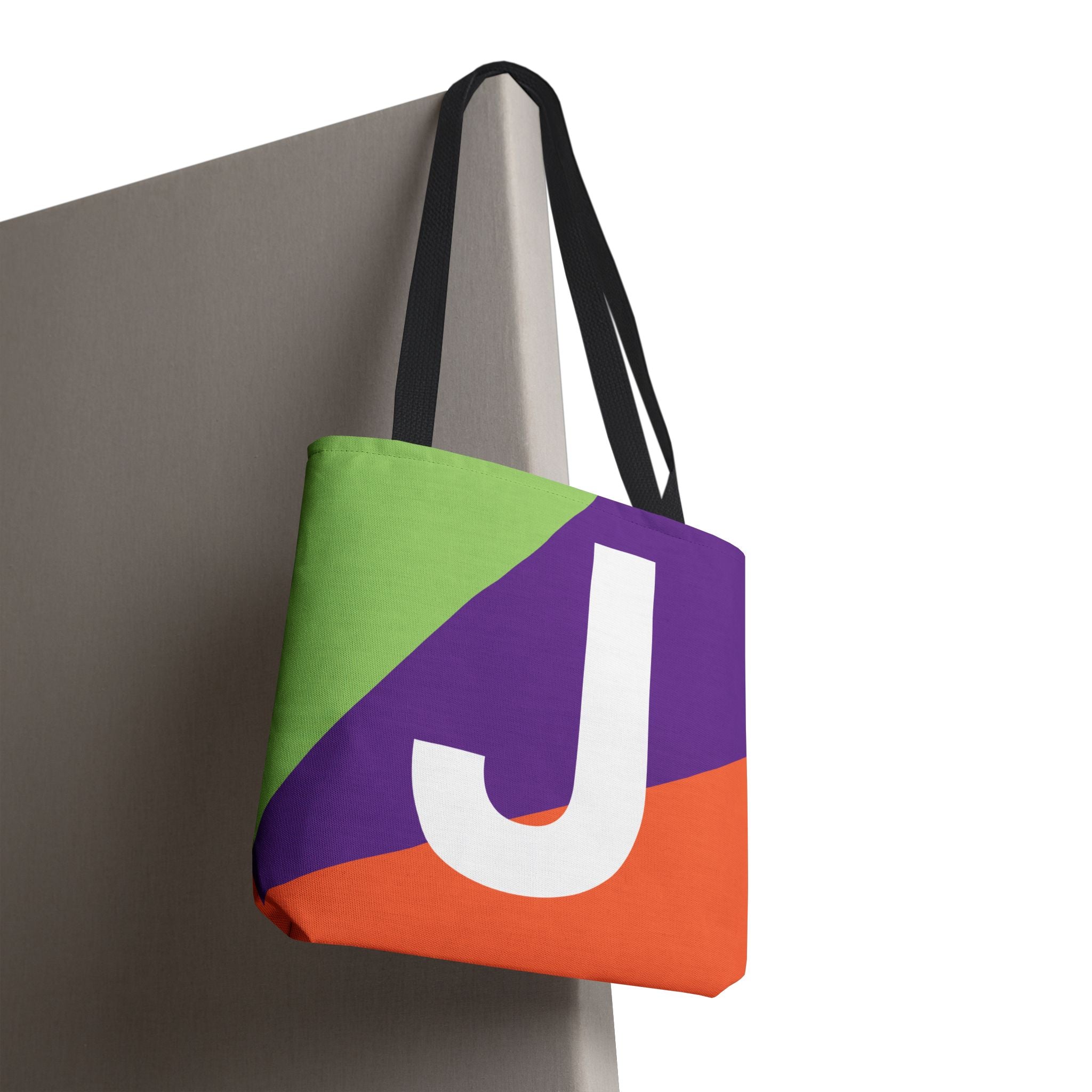 Monogram 'J' Colorblock Tote Bag — Personalized Initial J Shoulder Tote