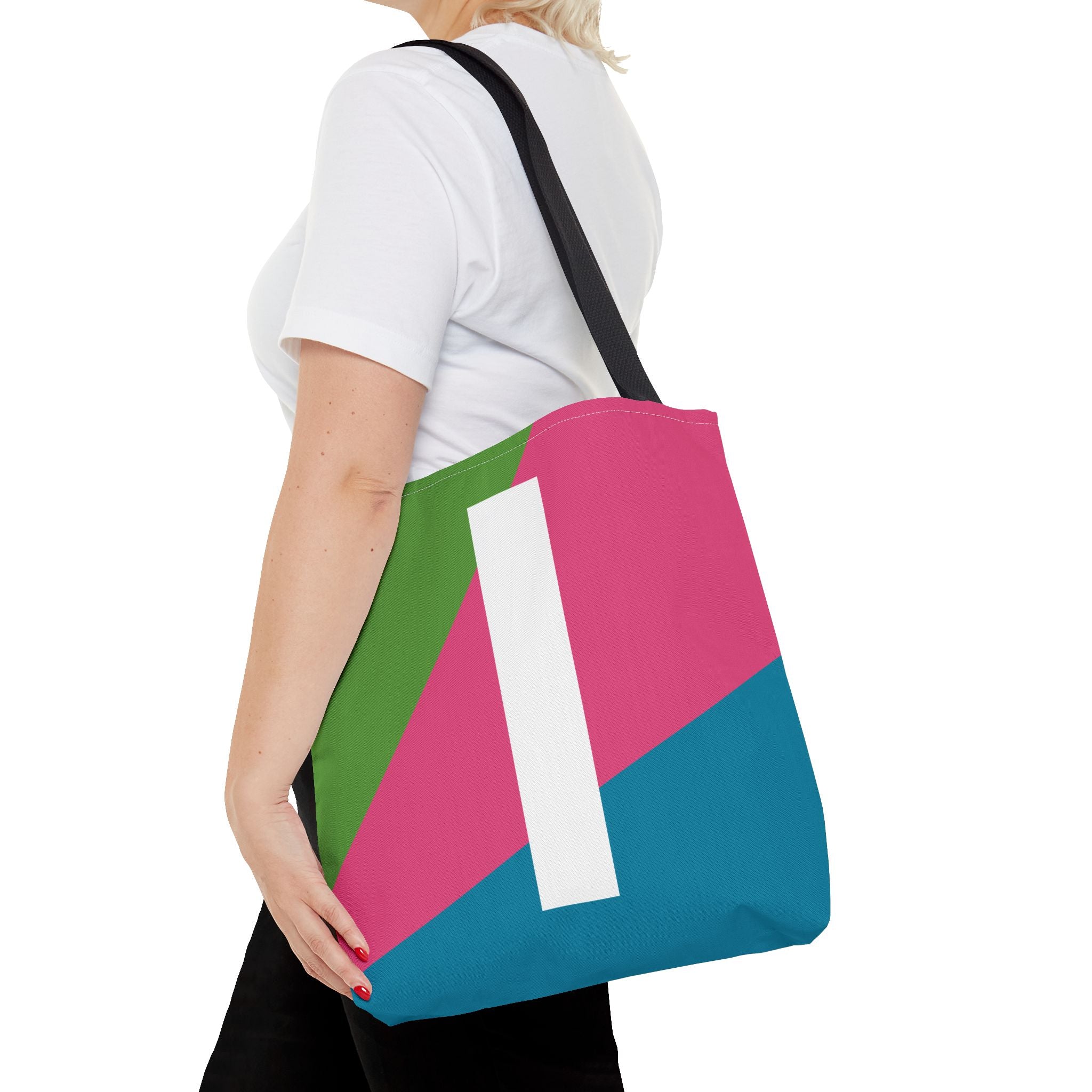 Monogram 'I' Colorblock Tote Bag — Personalized Initial I Shoulder Tote
