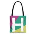 Monogram 'H' Colorblock Tote Bag — Personalized Initial H Shoulder Tote