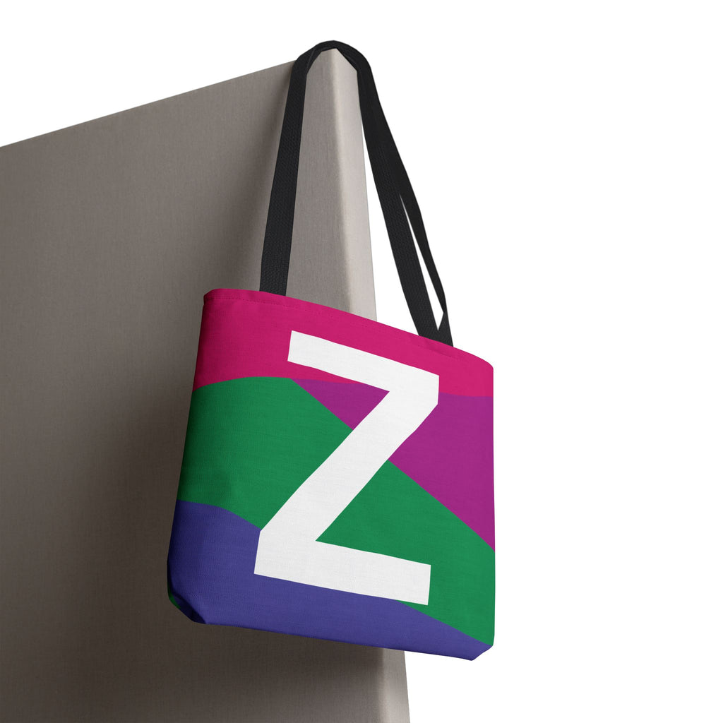 Monogram 'Z' Colorblock Tote Bag — Personalized Initial Z Shoulder Tote