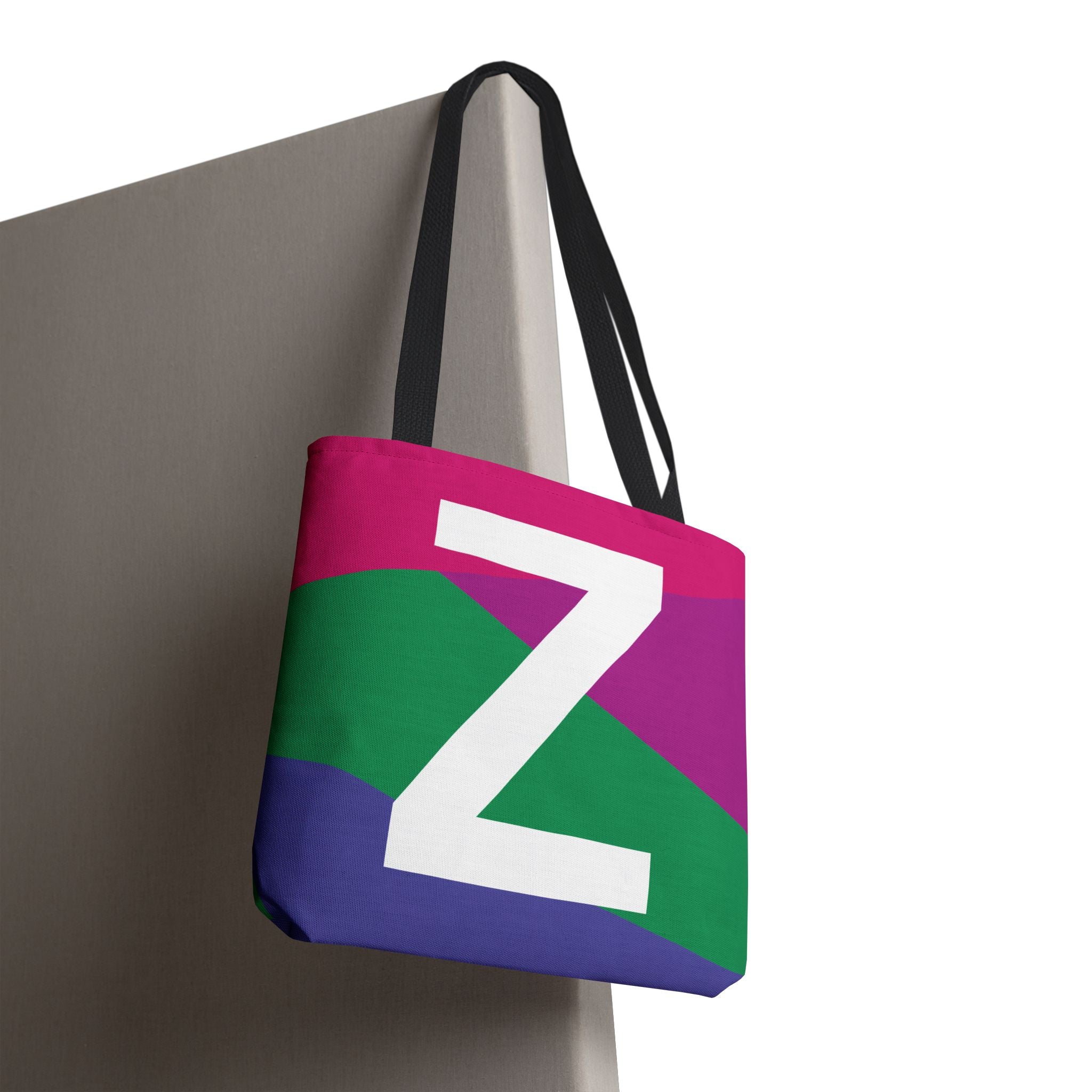 Monogram 'Z' Colorblock Tote Bag — Personalized Initial Z Shoulder Tote