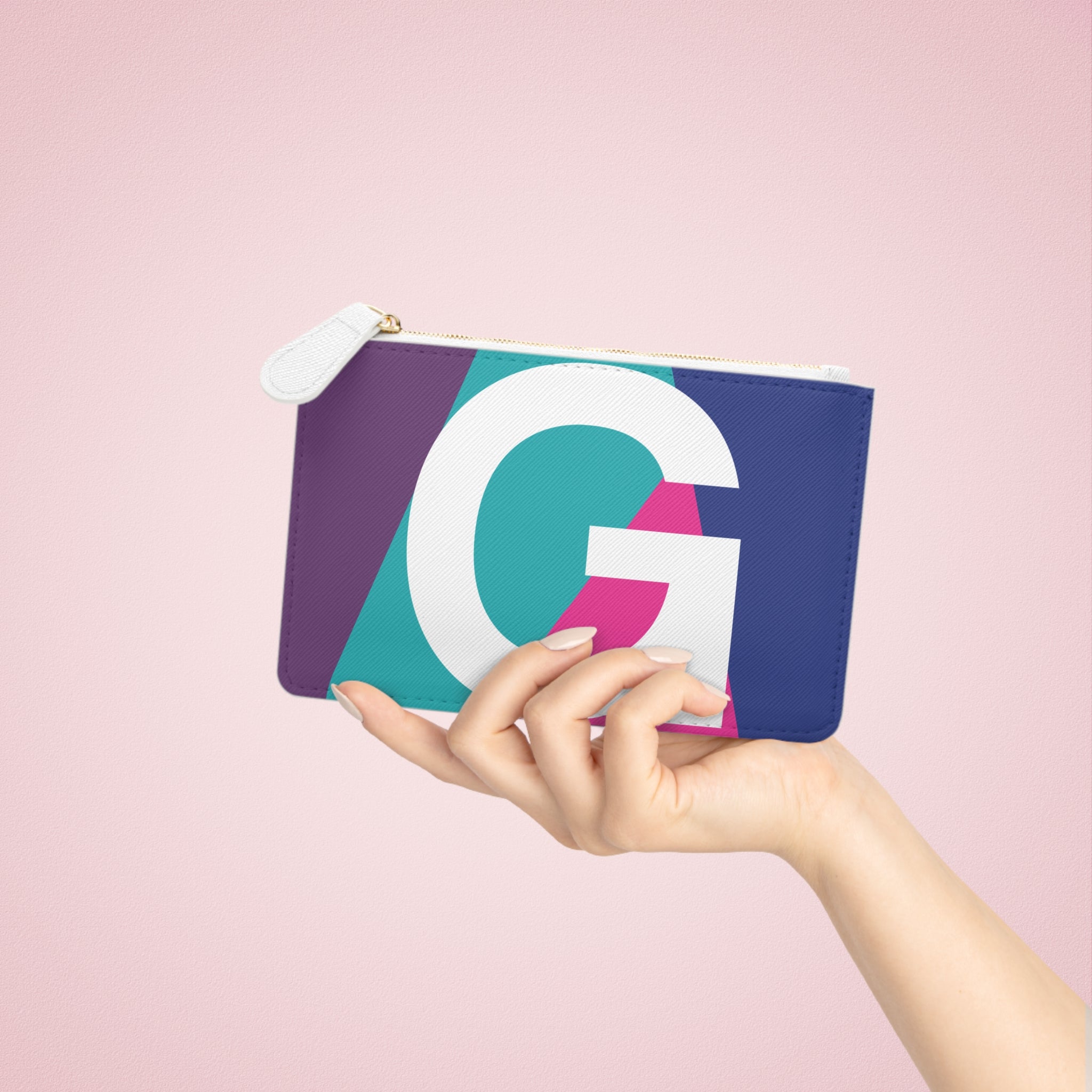 Initial G Mini Clutch — Colorblock Monogram Wristlet Wallet