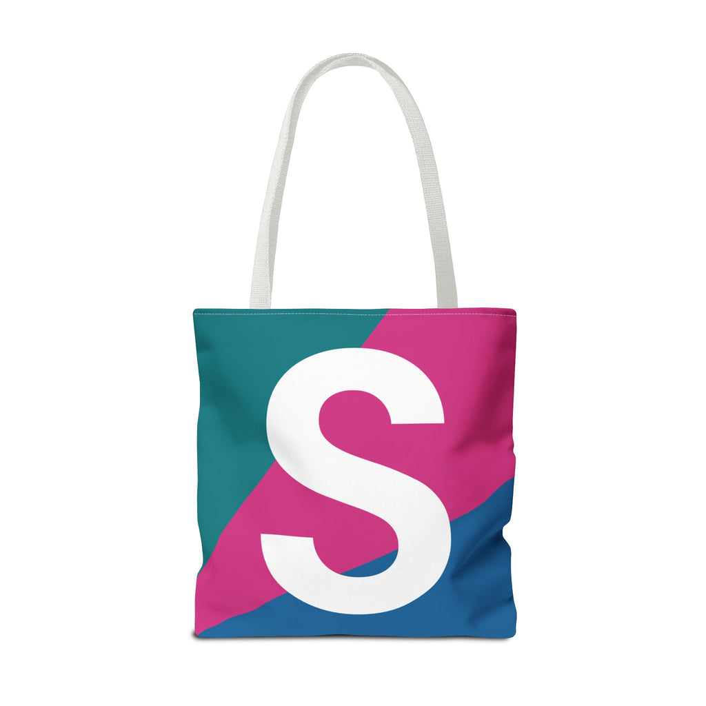 Monogram 'S' Colorblock Tote Bag — Personalized Initial S Shoulder Tote