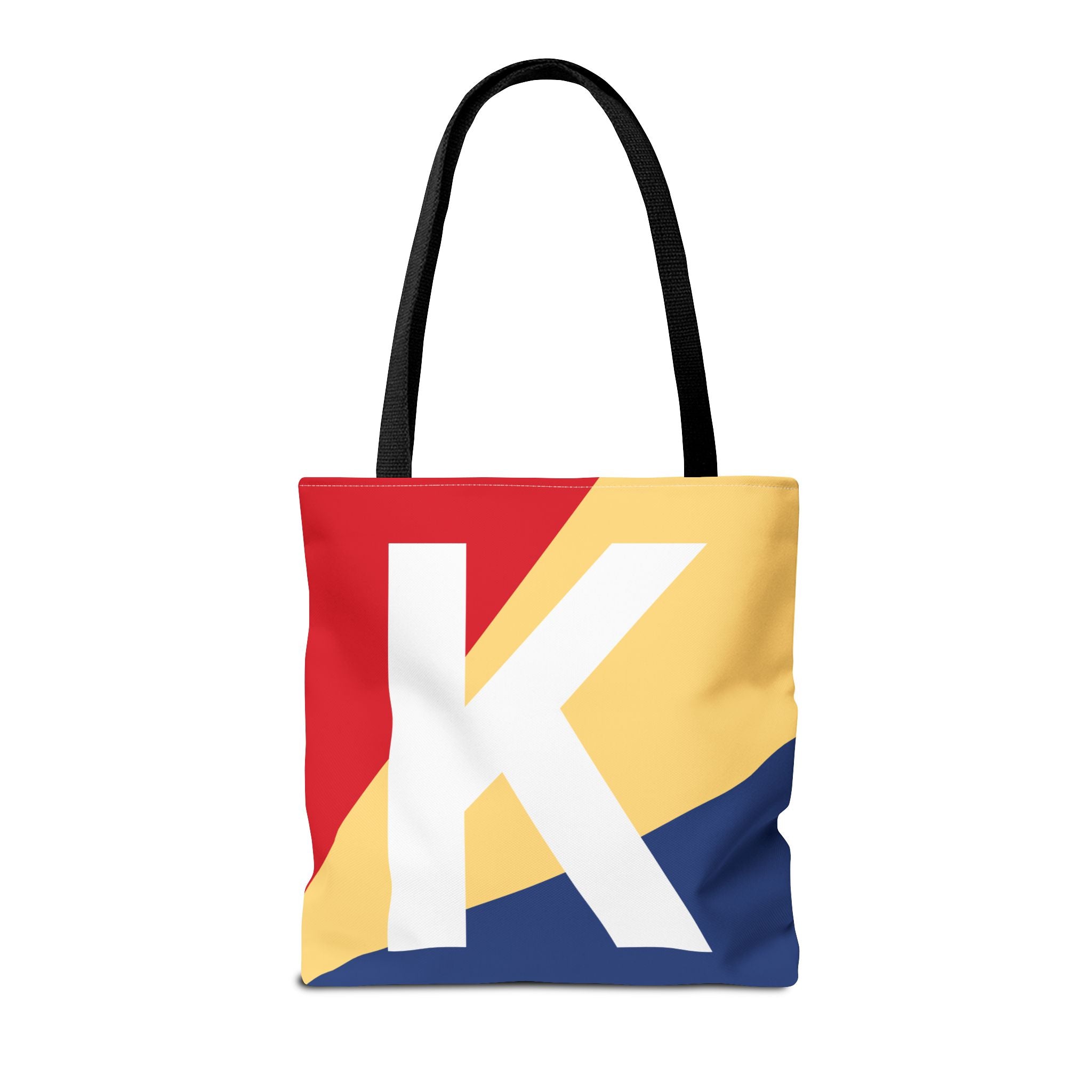 Monogram 'K' Colorblock Tote Bag — Personalized Initial K Shoulder Tote