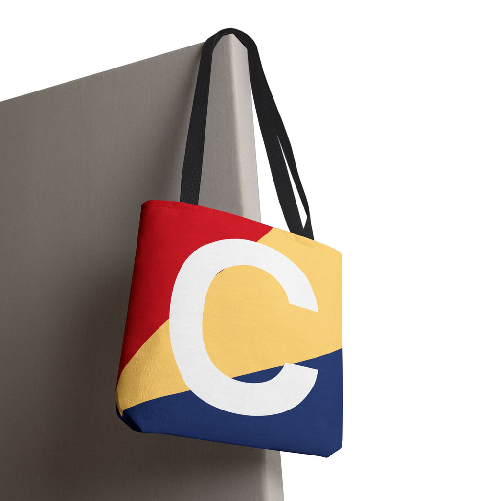 Monogram 'C' Colorblock Tote Bag — Personalized Initial C Shoulder Tote