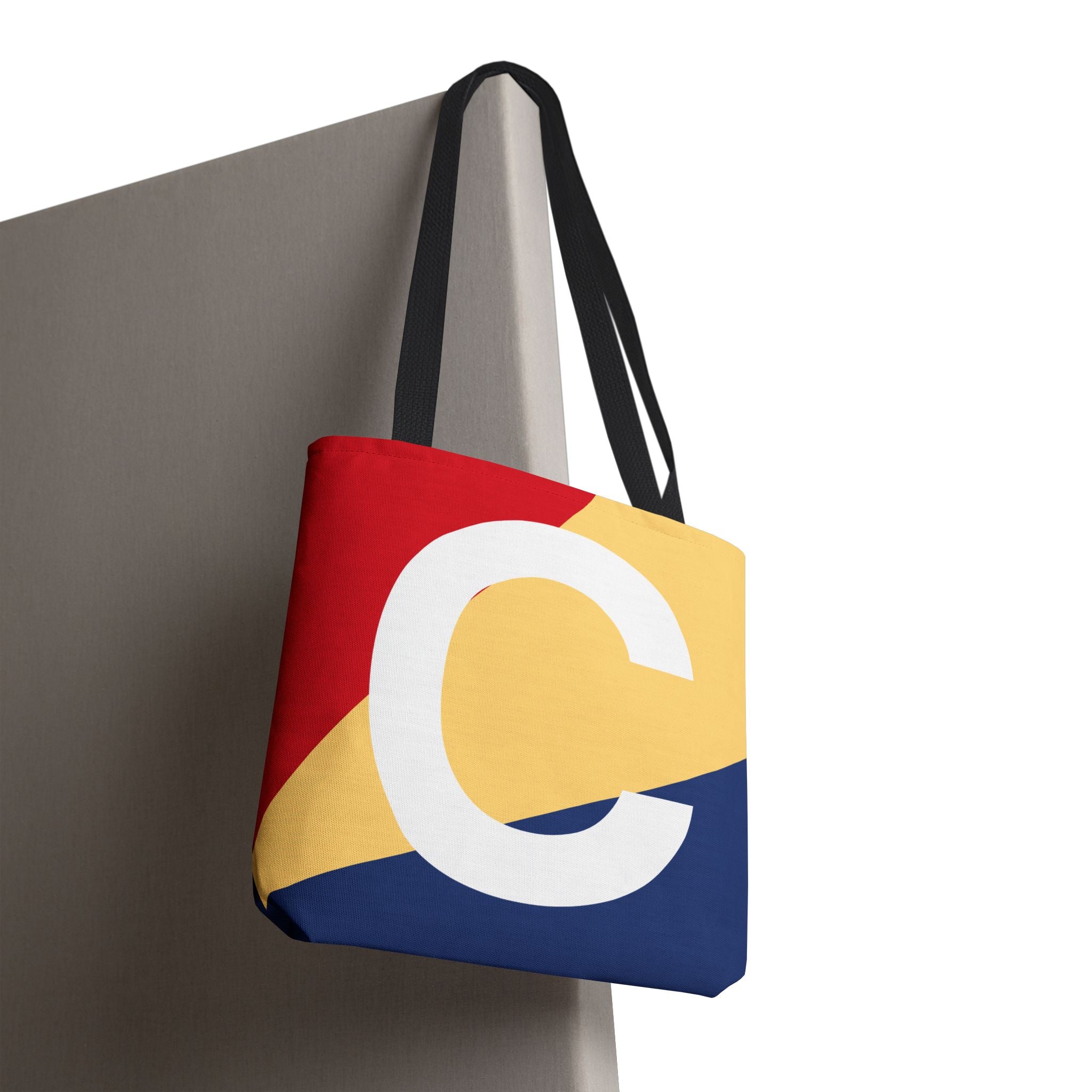 Monogram 'C' Colorblock Tote Bag — Personalized Initial C Shoulder Tote