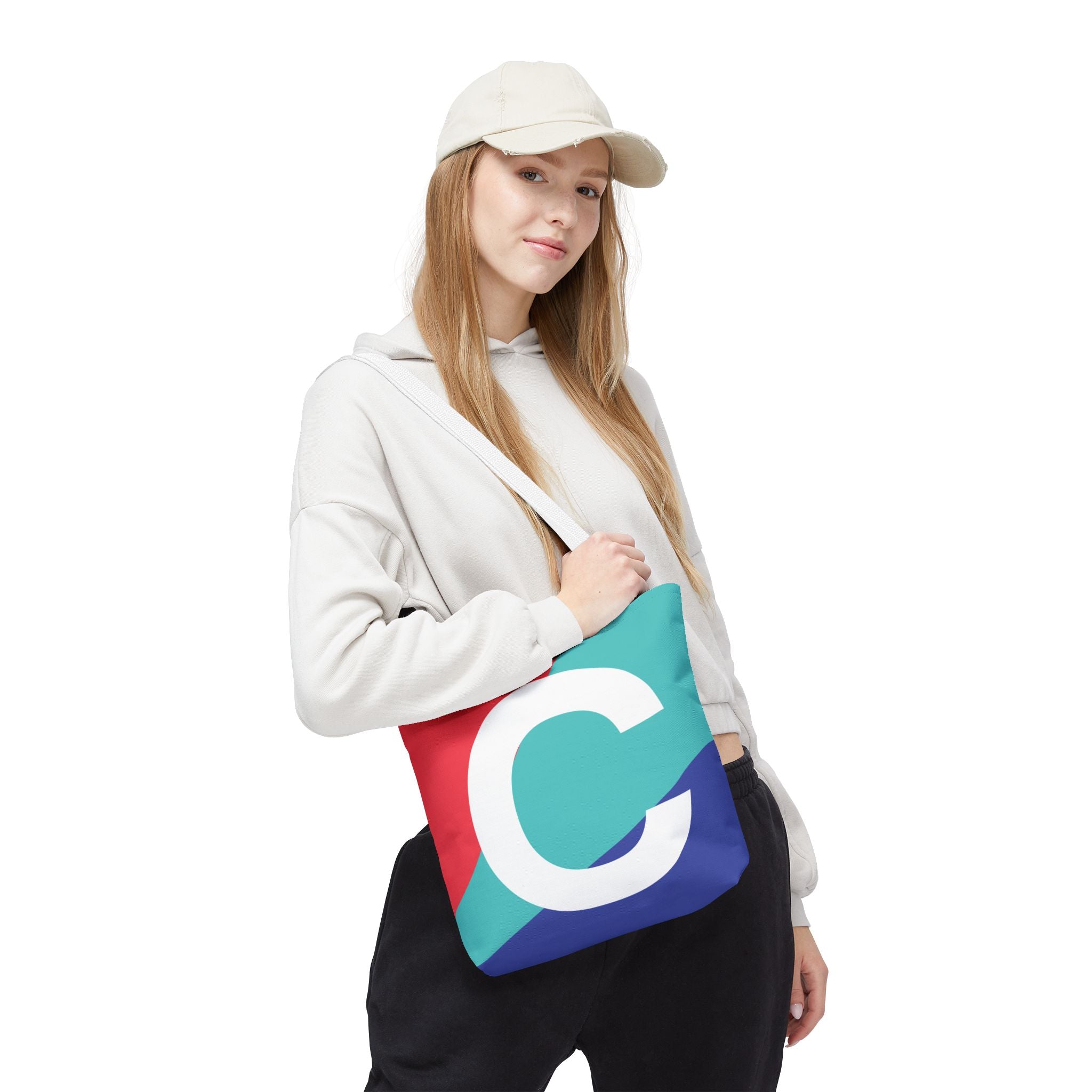 Monogram 'C' Colorblock Tote Bag — Personalized Initial C Shoulder Tote
