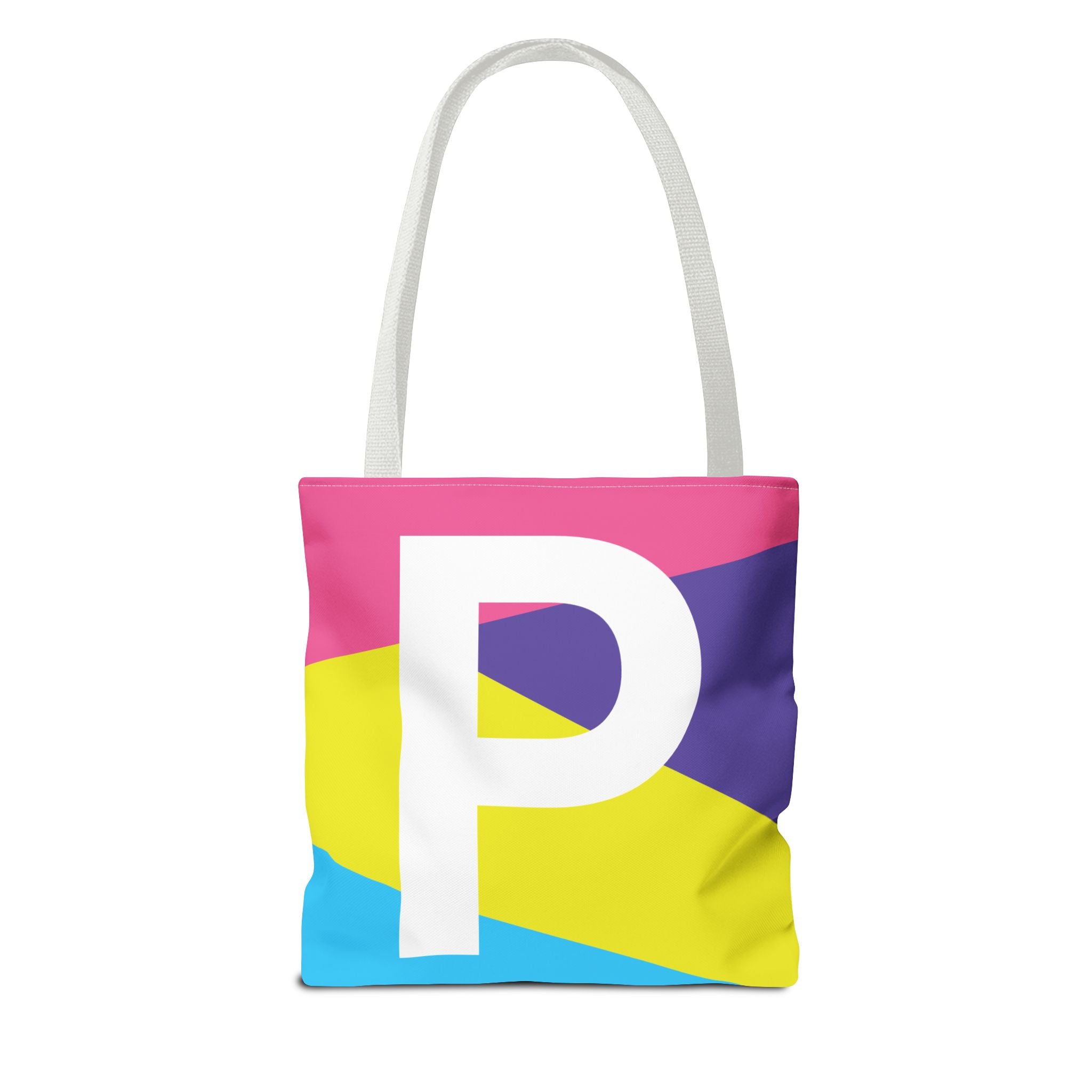 Monogram 'P' Colorblock Tote Bag — Personalized Initial P Shoulder Tote