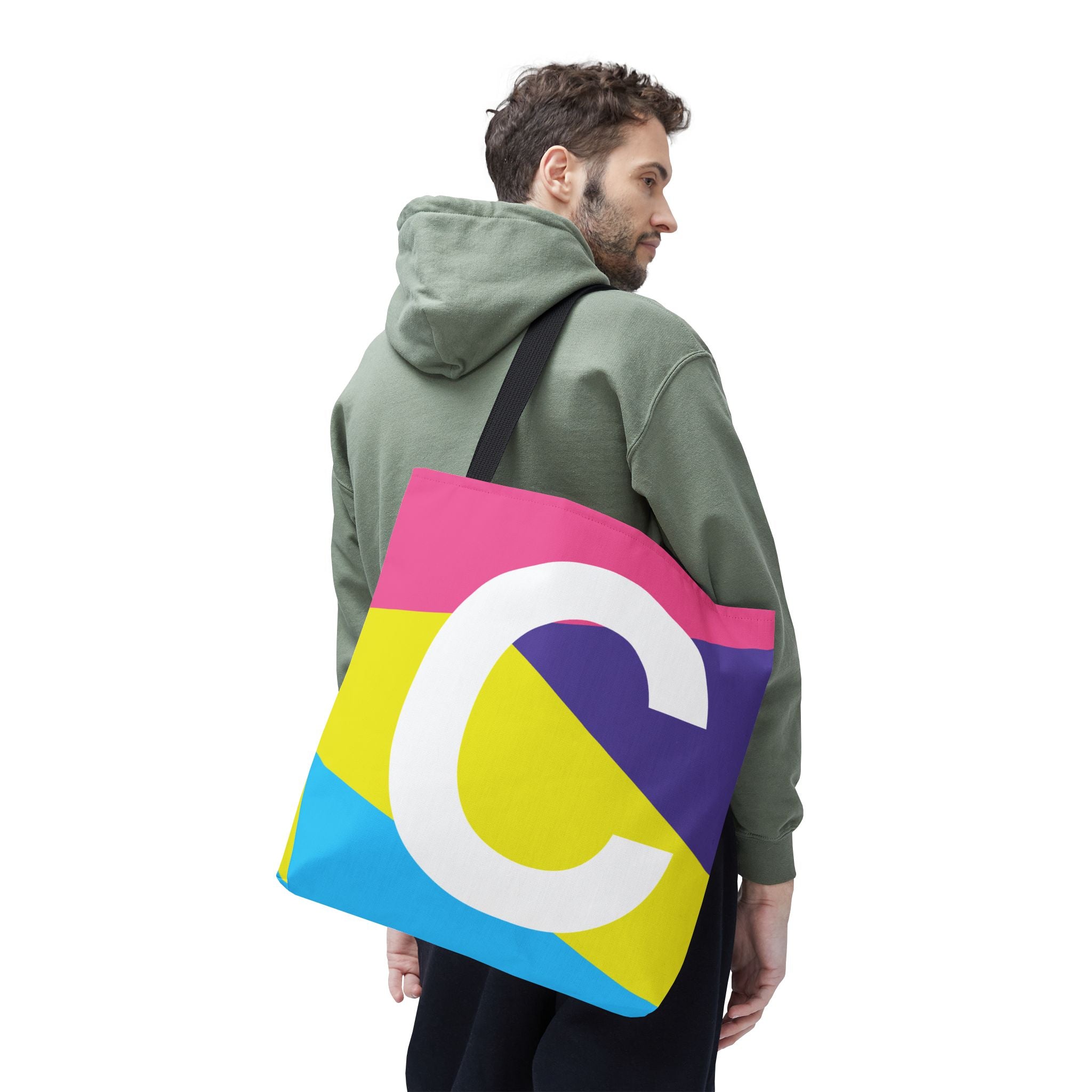 Monogram 'C' Colorblock Tote Bag — Personalized Initial C Shoulder Tote