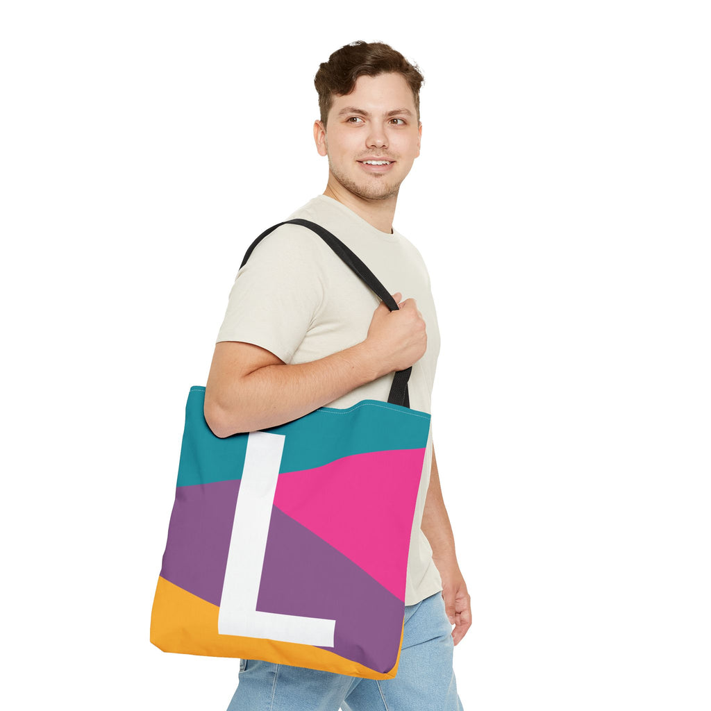 Monogram 'L' Colorblock Tote Bag — Personalized Initial L Shoulder Tote