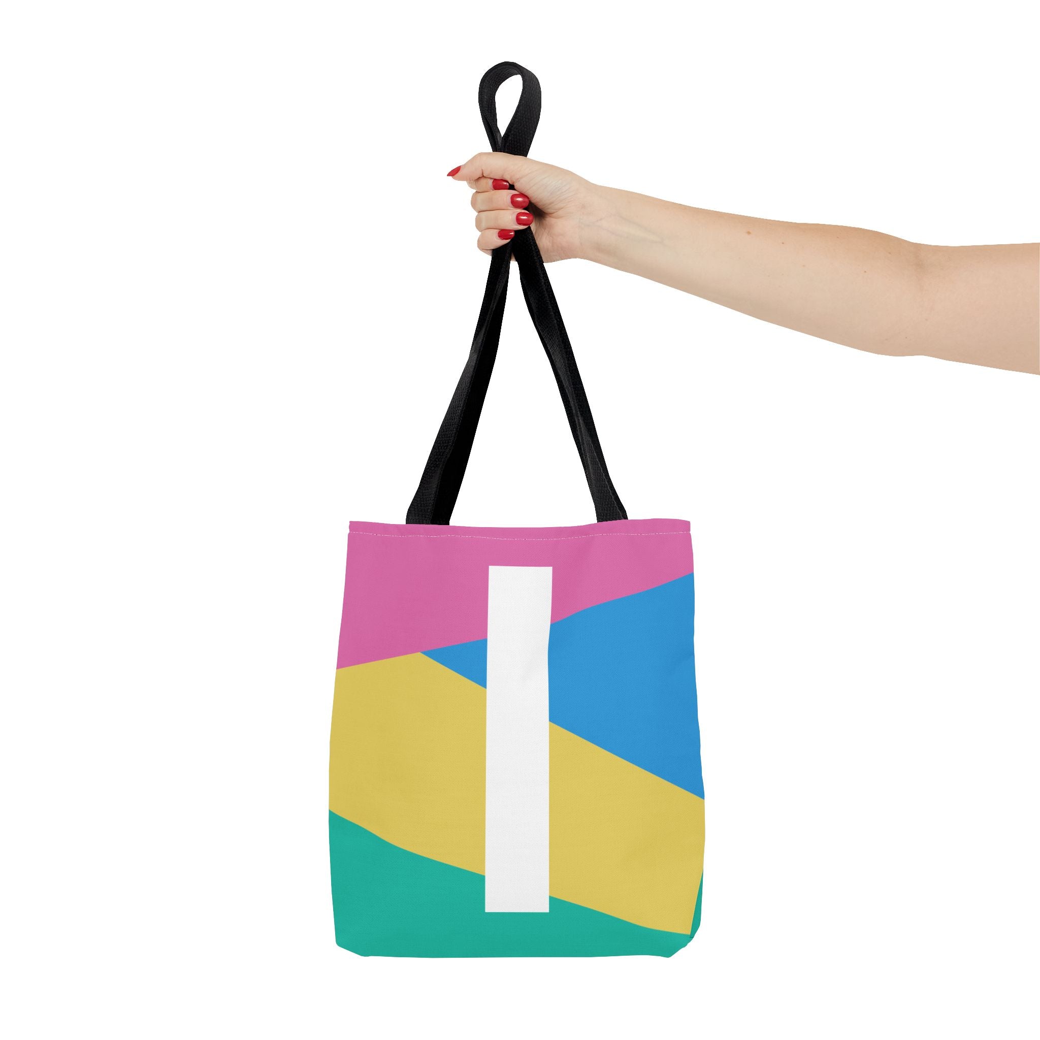 Monogram 'I' Colorblock Tote Bag — Personalized Initial I Shoulder Tote