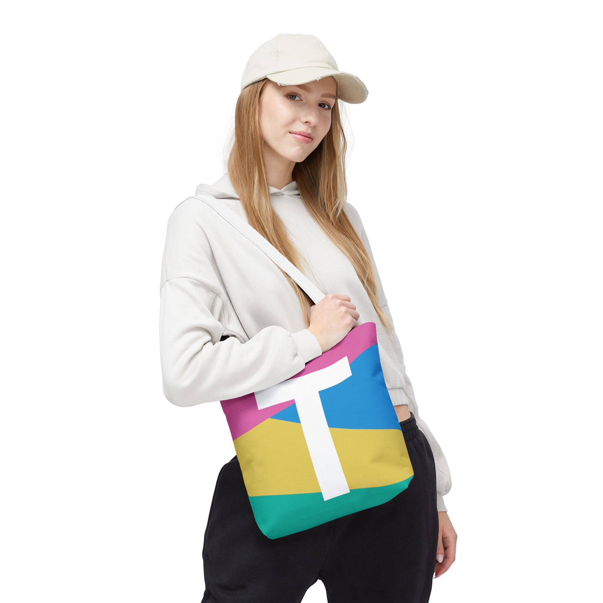 Monogram 'T' Colorblock Tote Bag — Personalized Initial T Shoulder Tote