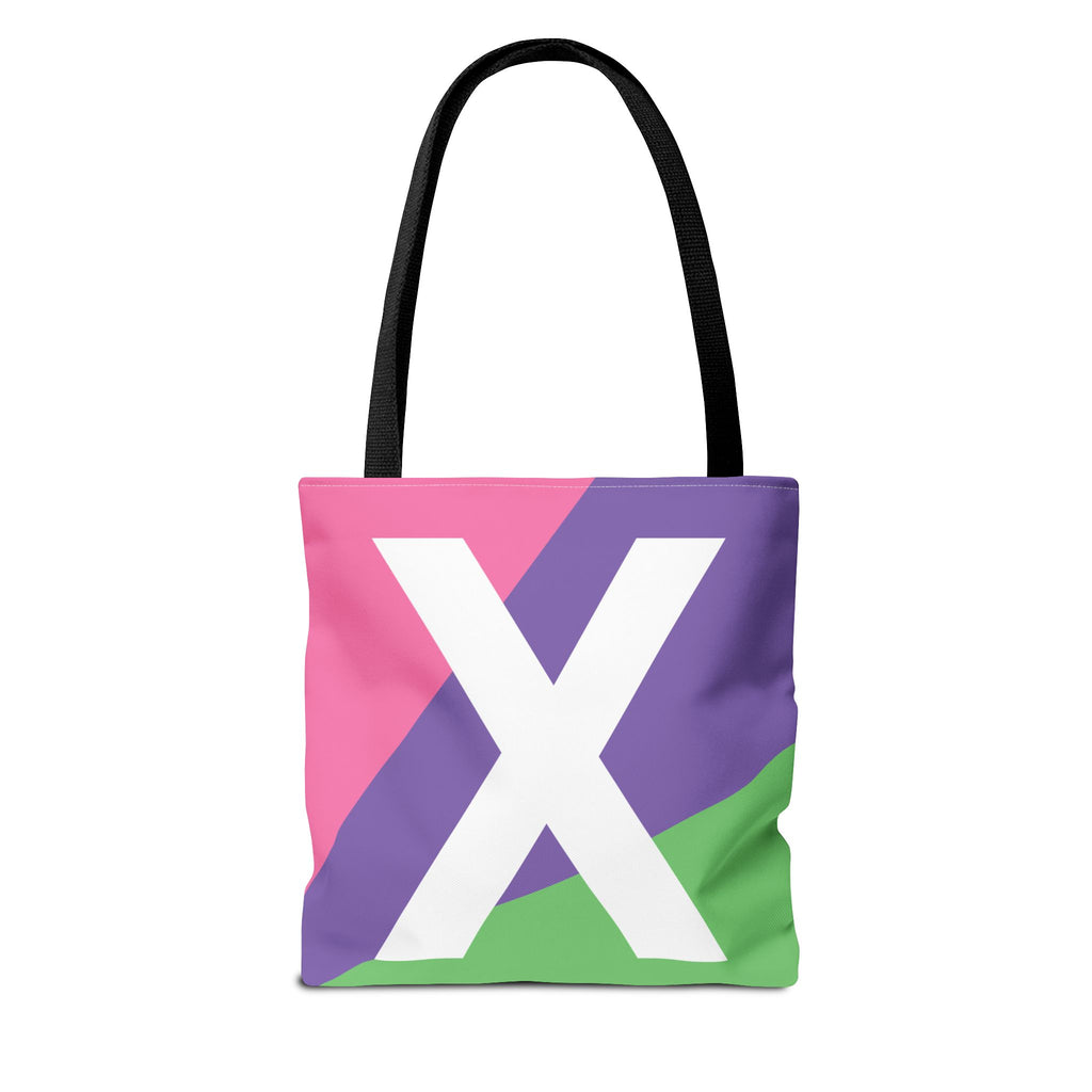 Monogram 'X' Colorblock Tote Bag — Personalized Initial X Shoulder Tote