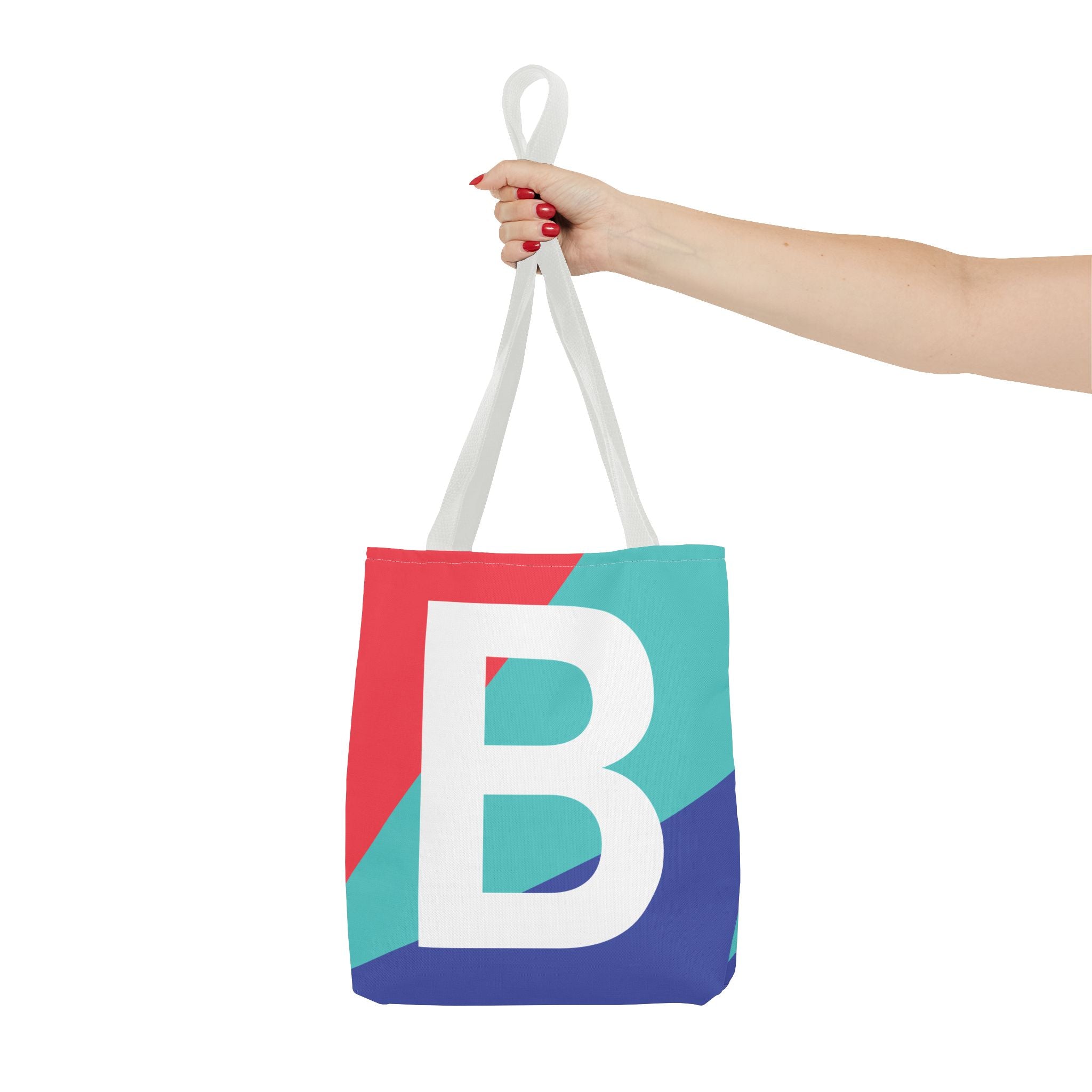 Monogram 'B' Colorblock Tote Bag — Personalized Initial B Shoulder Tote